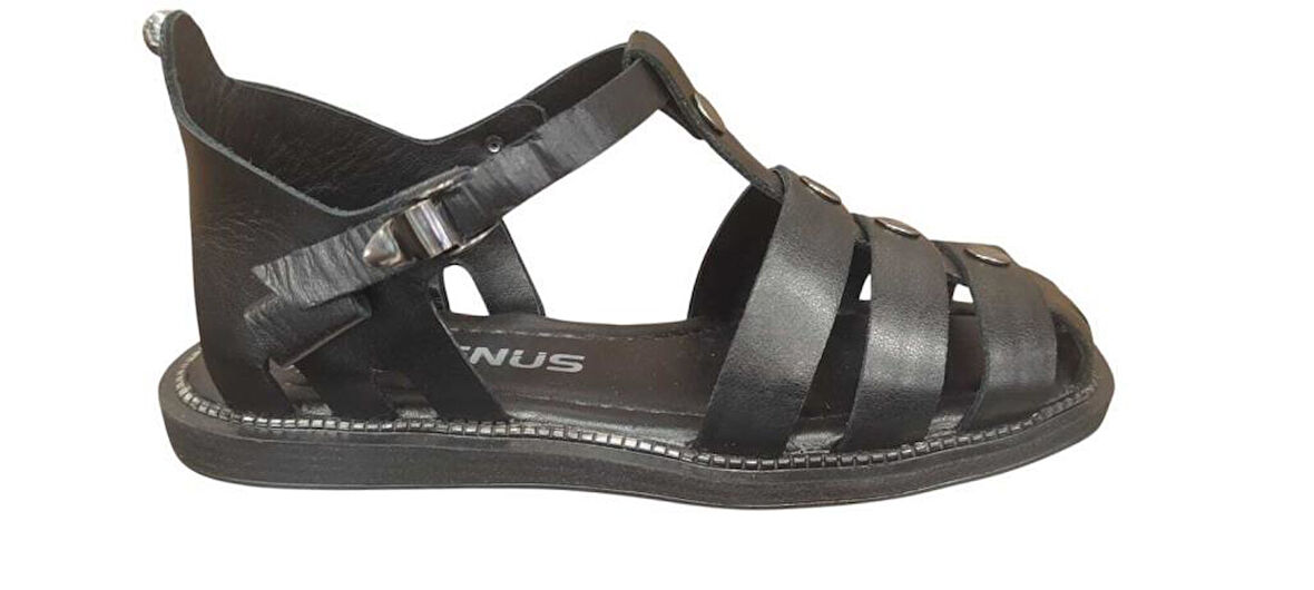 VENÜS 2512202Y DÜZ TABAN BURNU KAPALI KADIN DERİ SANDALET