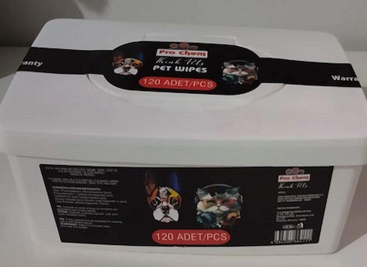 Pro Chem Kedi-Köpek Islak Mendil Plastik Kutu 120 Lı