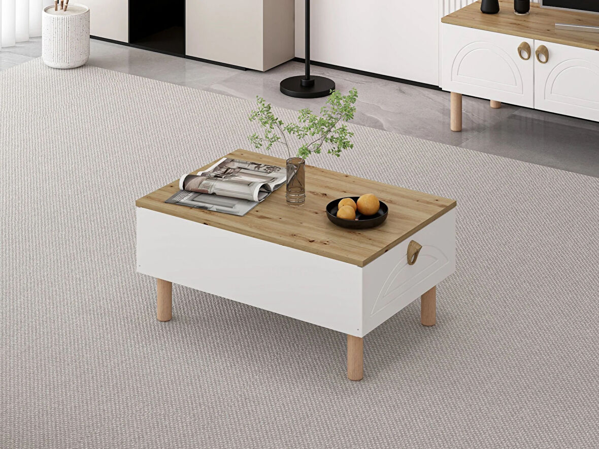 Lotus Bohem Tarz Orta Sehpa - Beyaz/Artisan