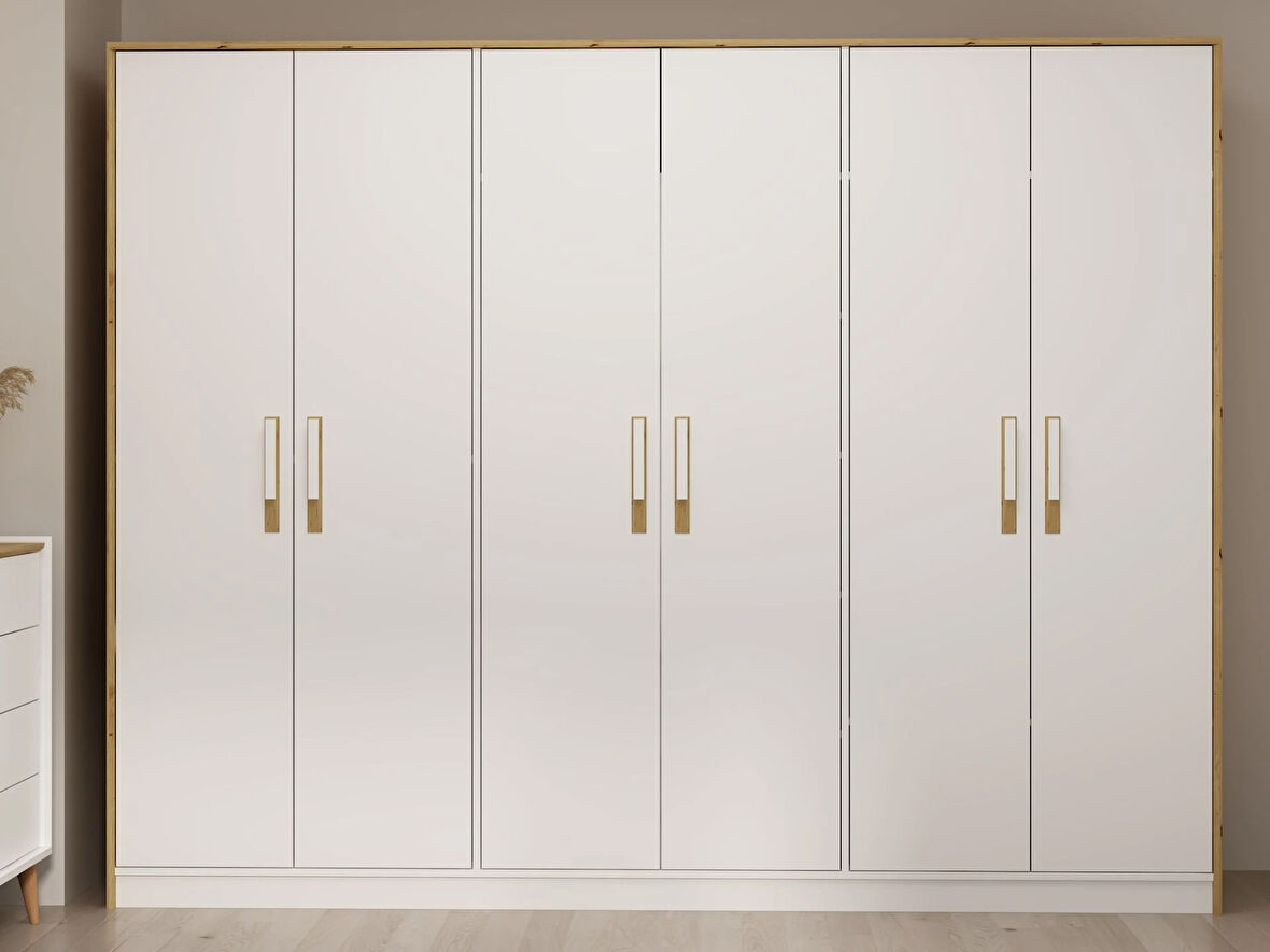 Mitra 6 Kapaklı Dolap - Beyaz/Artisan