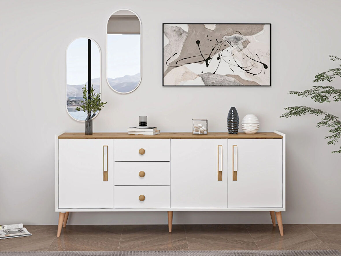 Mitra Konsol & Ayna - Beyaz/Artisan