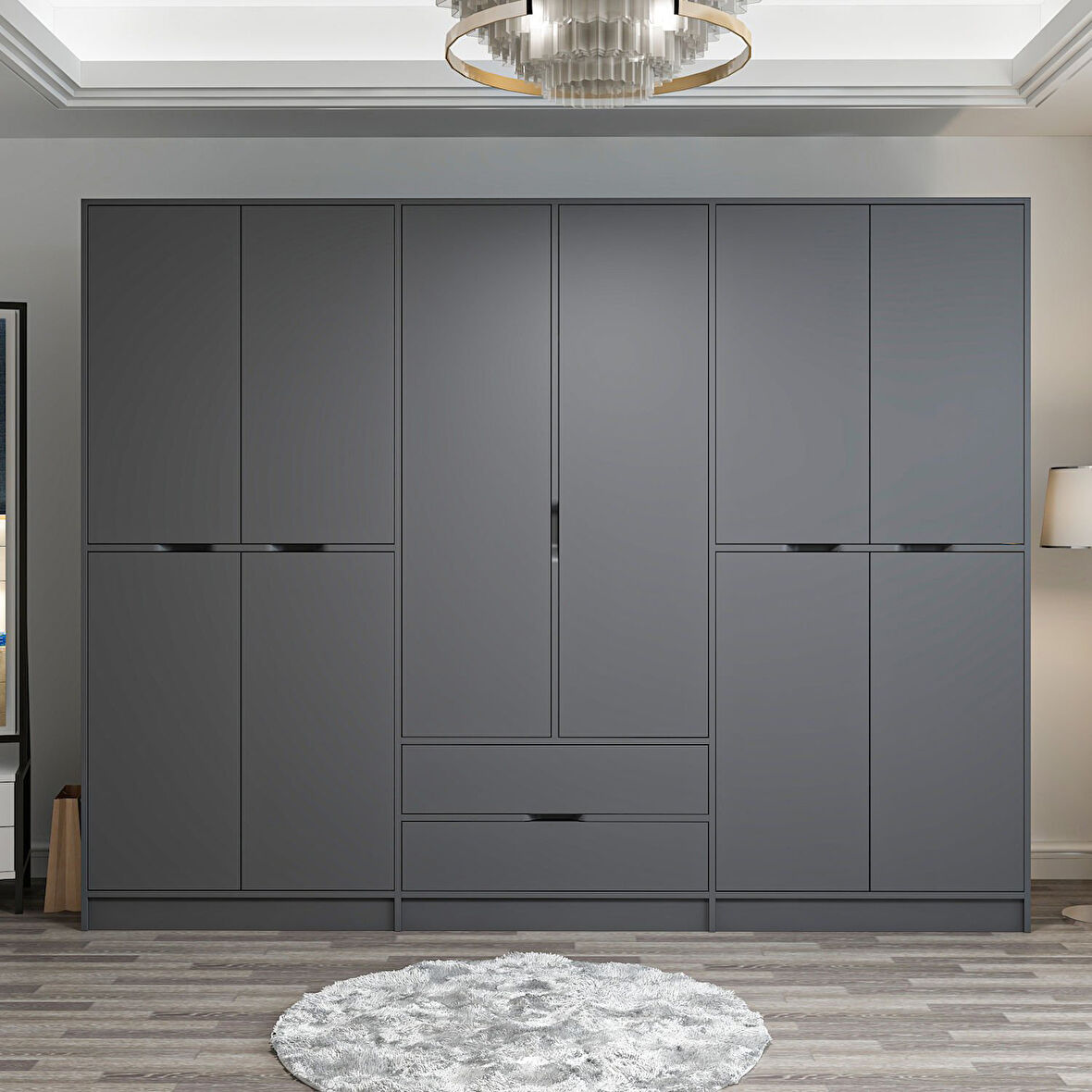 Elina 6 Kapaklı Dolap - Antrasit/Antrasit