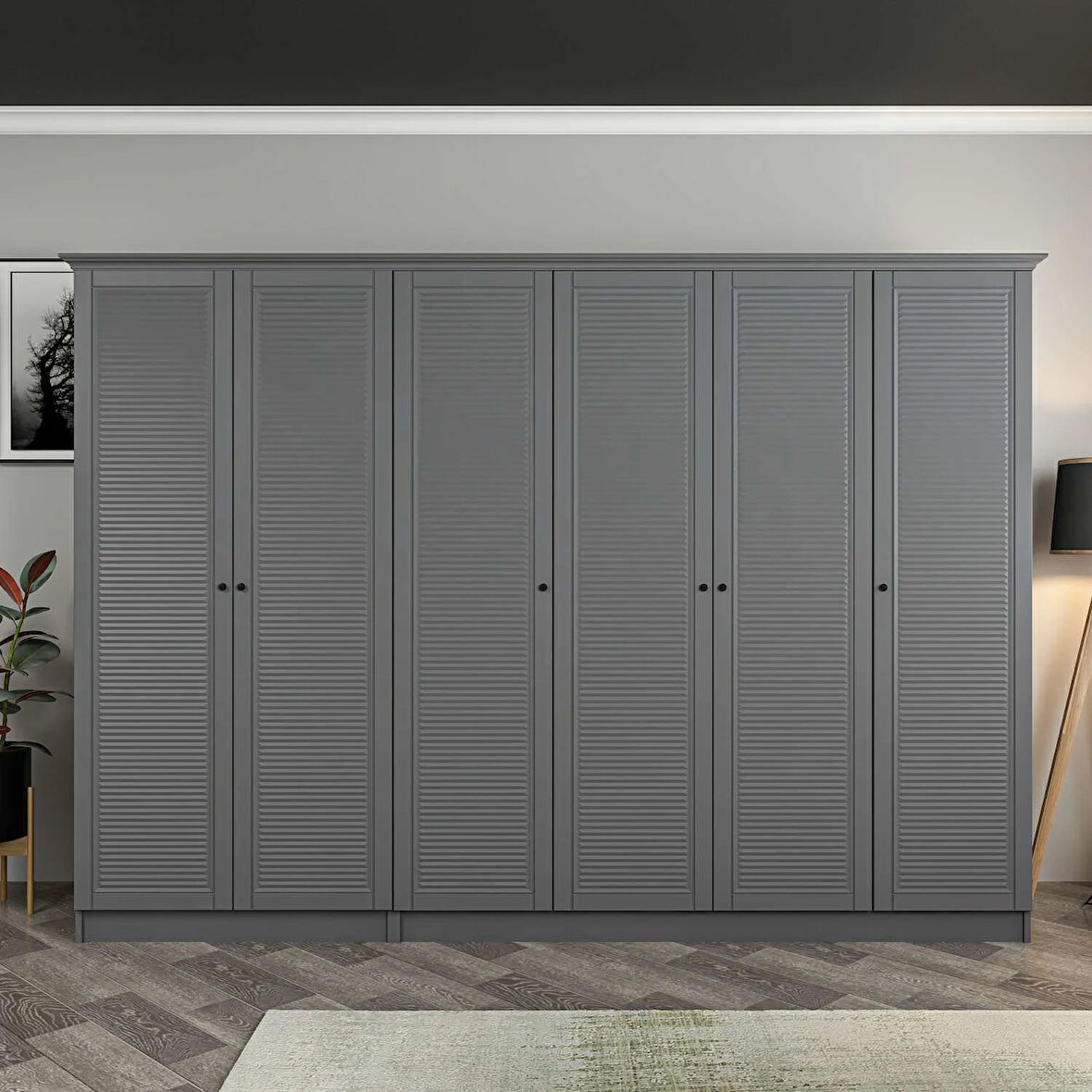 Kale 6 Kapaklı 2Ç Taçlı Dolap Antrasit Mebran Panjur Antrasit 190CM