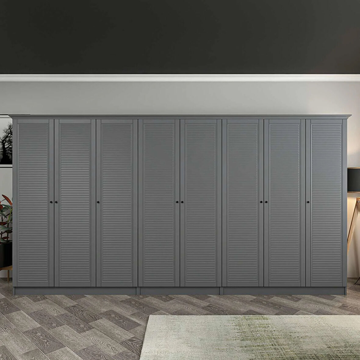 Kale 8 Kapaklı 4Ç Taçlı Dolap Antrasit Mebran Panjur Antrasit 190CM