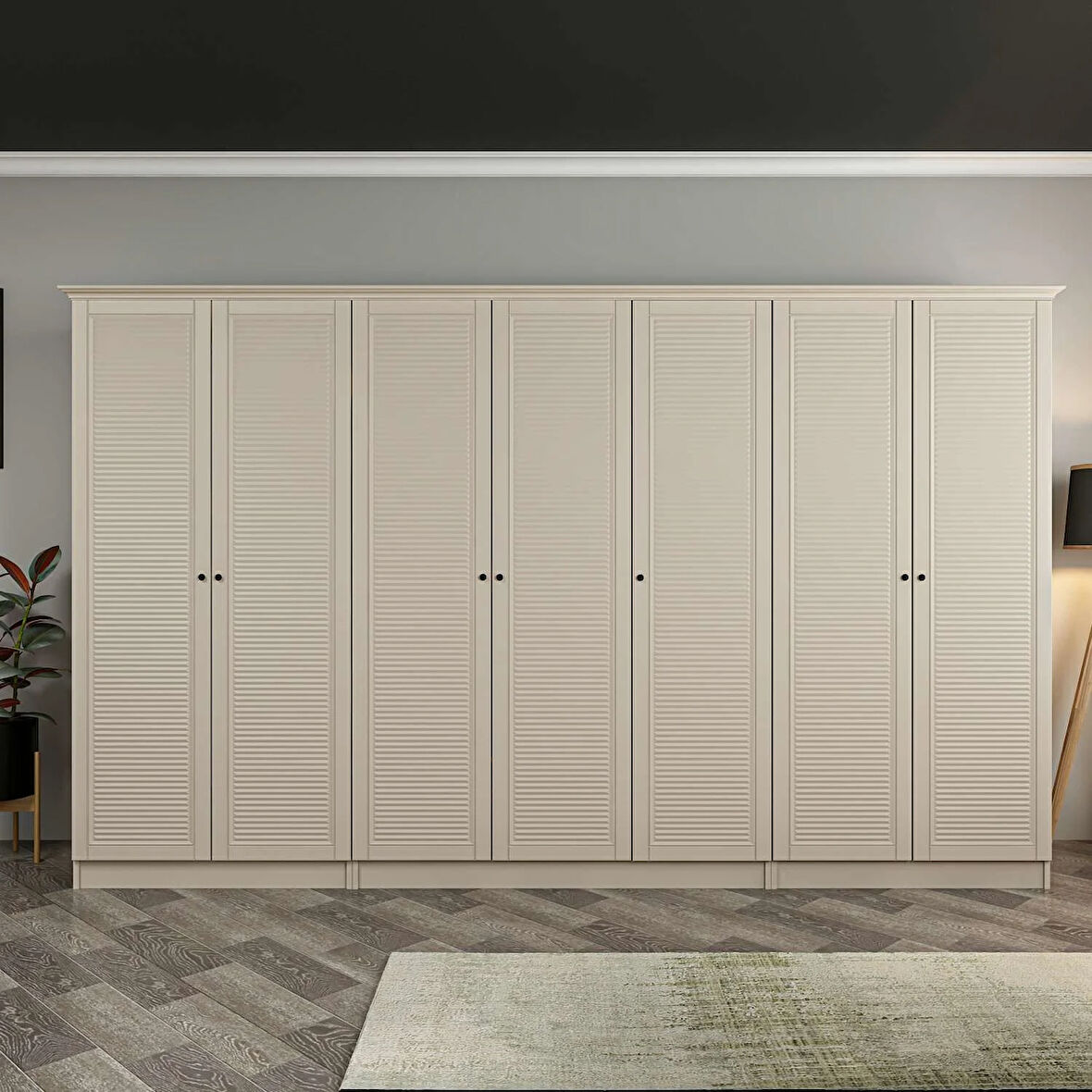 Kale 7 Kapaklı 2Ç Taçlı Dolap Kumtaşı Mebran Panjur Kumtaşı 190CM