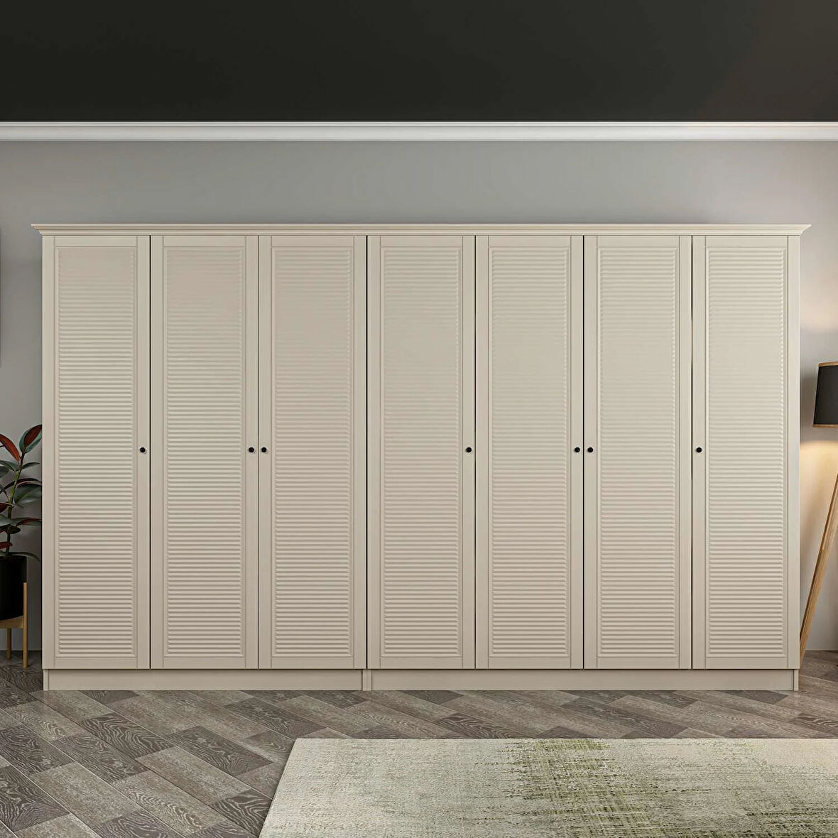 Kale 7 Kapaklı 4Ç Taçlı Dolap Kumtaşı Mebran Panjur Kumtaşı 190CM