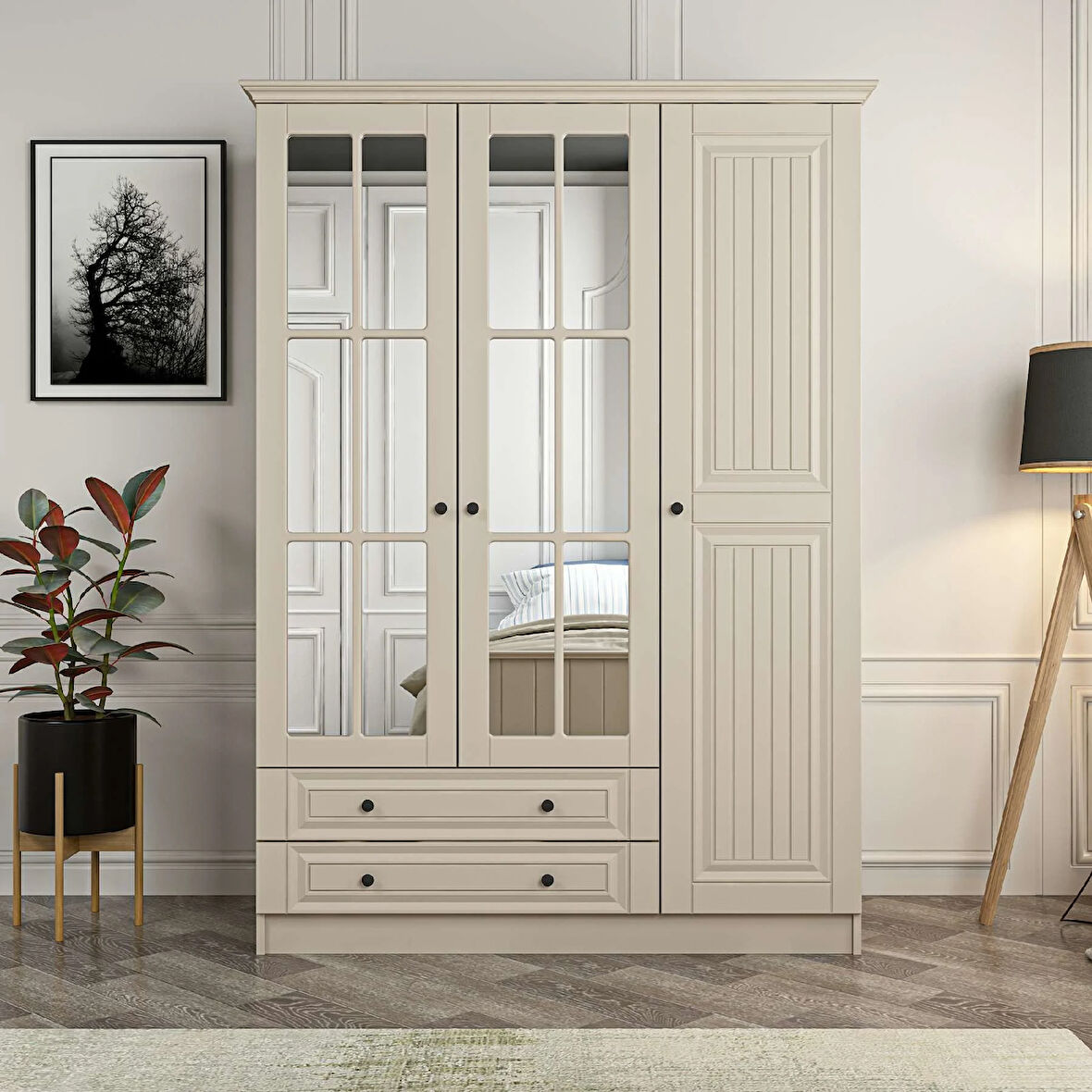 Kale 3 Kapaklı 2Ç Taçlı Dolap Kumtaşı Mebran İlkbahar Kumtaşı 190CM