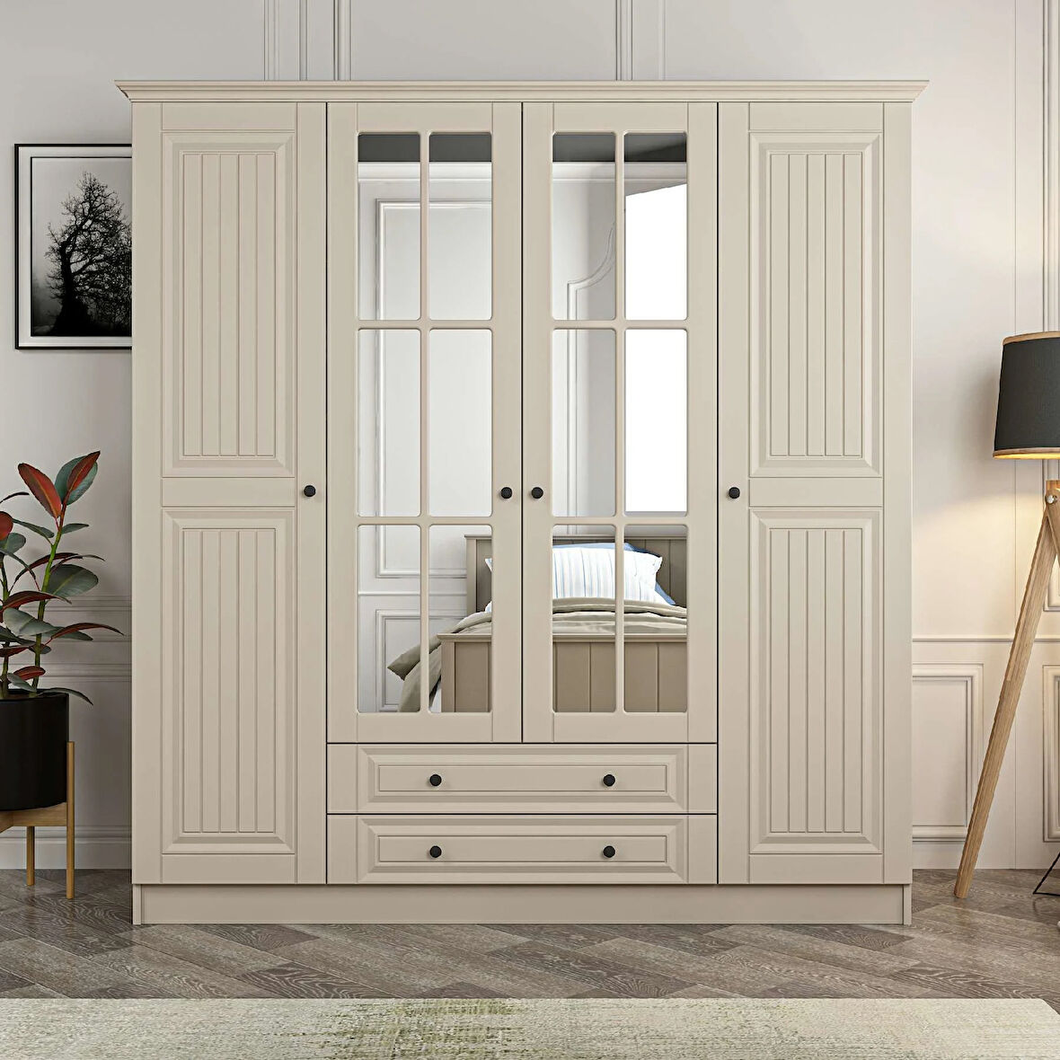 Kale 4 Kapaklı 2Ç Taçlı Dolap Kumtaşı Mebran İlkbahar Kumtaşı 190CM