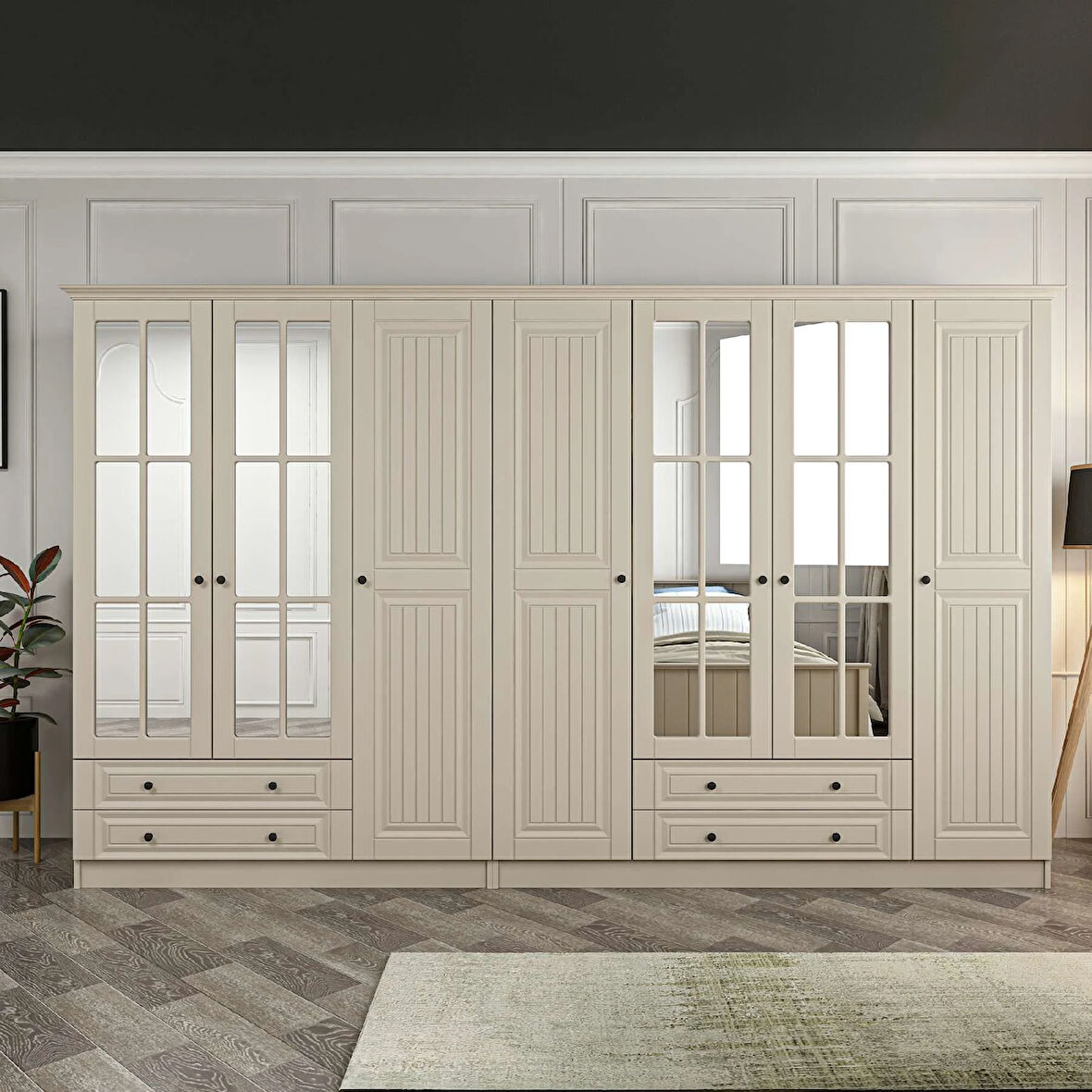 Kale 7 Kapaklı 4Ç Taçlı Dolap Kumtaşı Mebran İlkbahar Kumtaşı 190CM