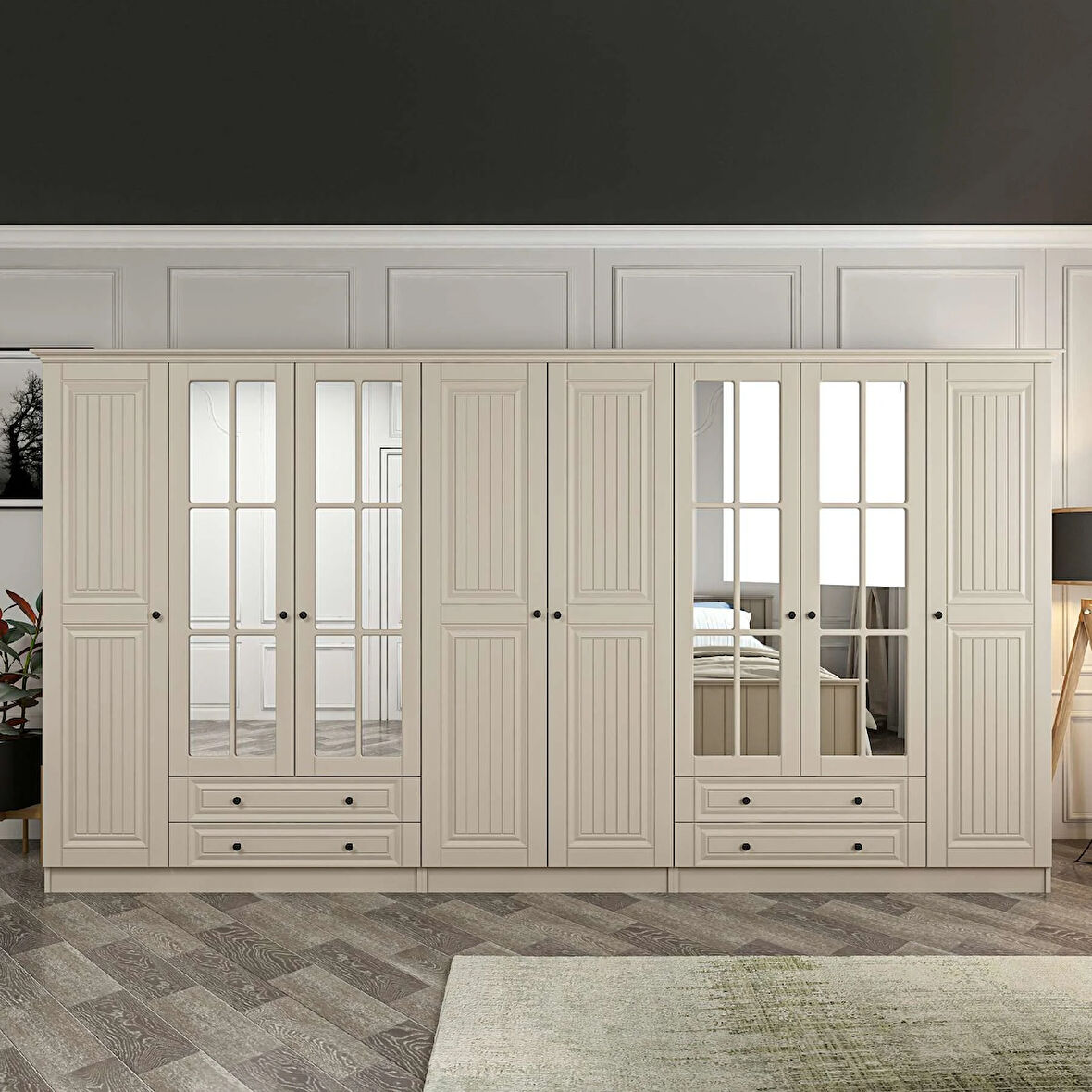 Kale 8 Kapaklı 4Ç Taçlı Dolap Kumtaşı Mebran İlkbahar Kumtaşı 190CM