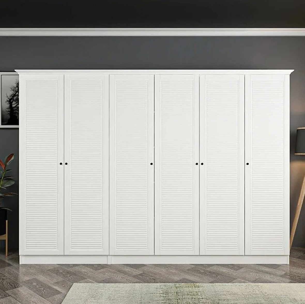 Kale 6 Kapaklı 2Ç Taçlı Dolap Beyaz Mebran Panjur Beyaz 210CM