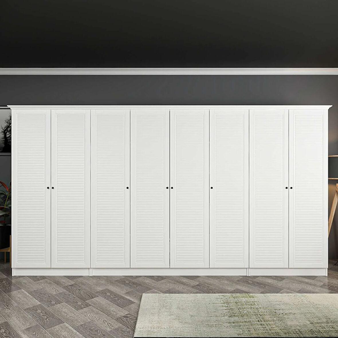 Kale 8 Kapaklı 2Ç Taçlı Dolap Beyaz Mebran Panjur Beyaz 210CM