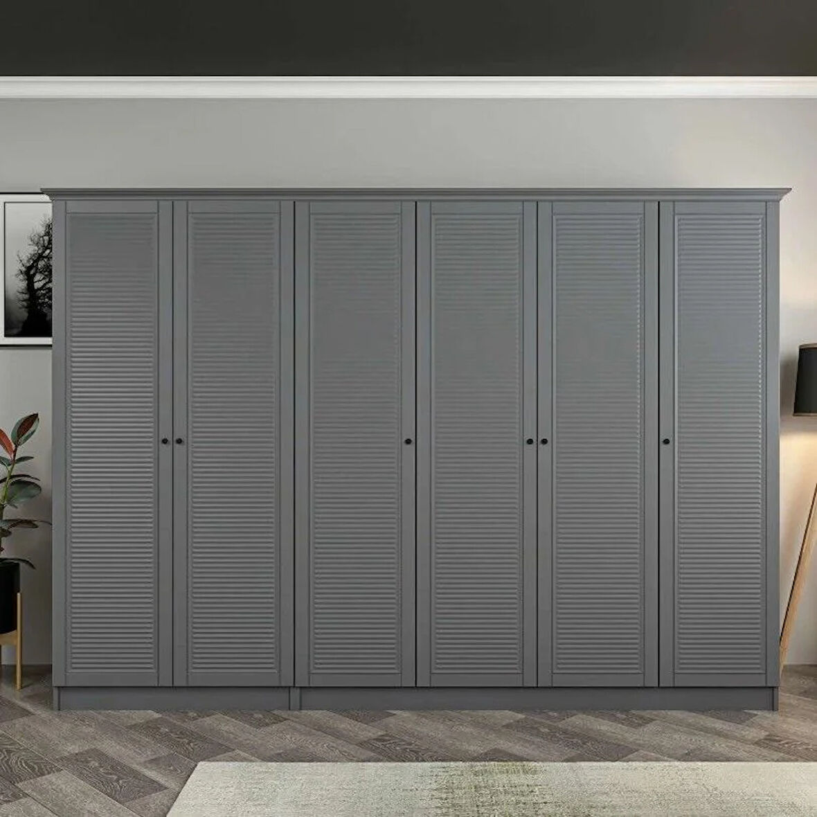 Kale 6 Kapaklı 2Ç Taçlı Dolap Antrasit Mebran Panjur Antrasit 210CM