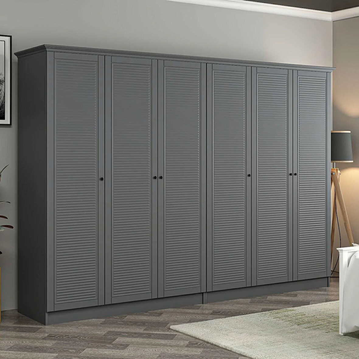 Kale 6 Kapaklı 4Ç Taçlı Dolap Antrasit Mebran Panjur Antrasit 210CM