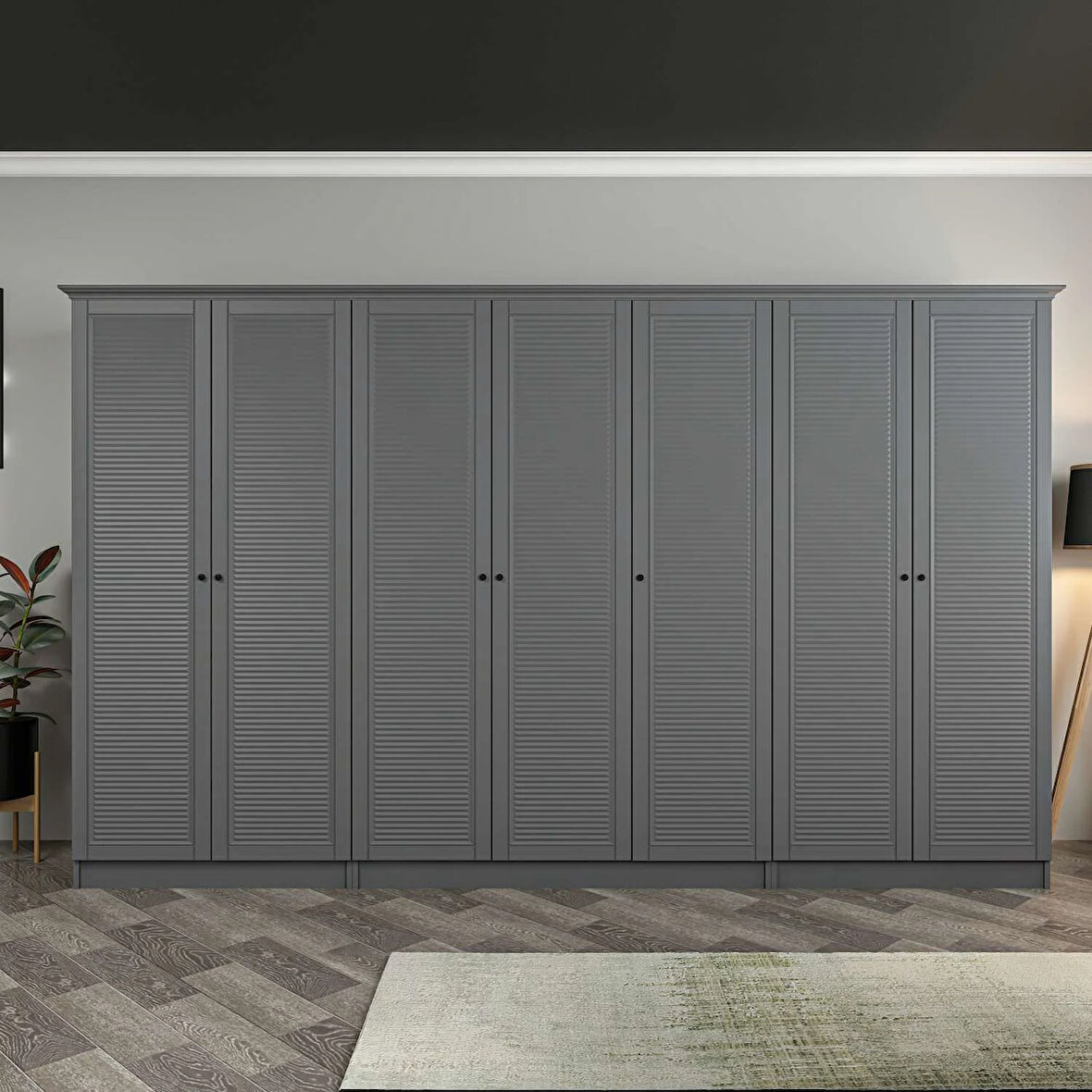 Kale 7 Kapaklı 2Ç Taçlı Dolap Antrasit Mebran Panjur Antrasit 210CM