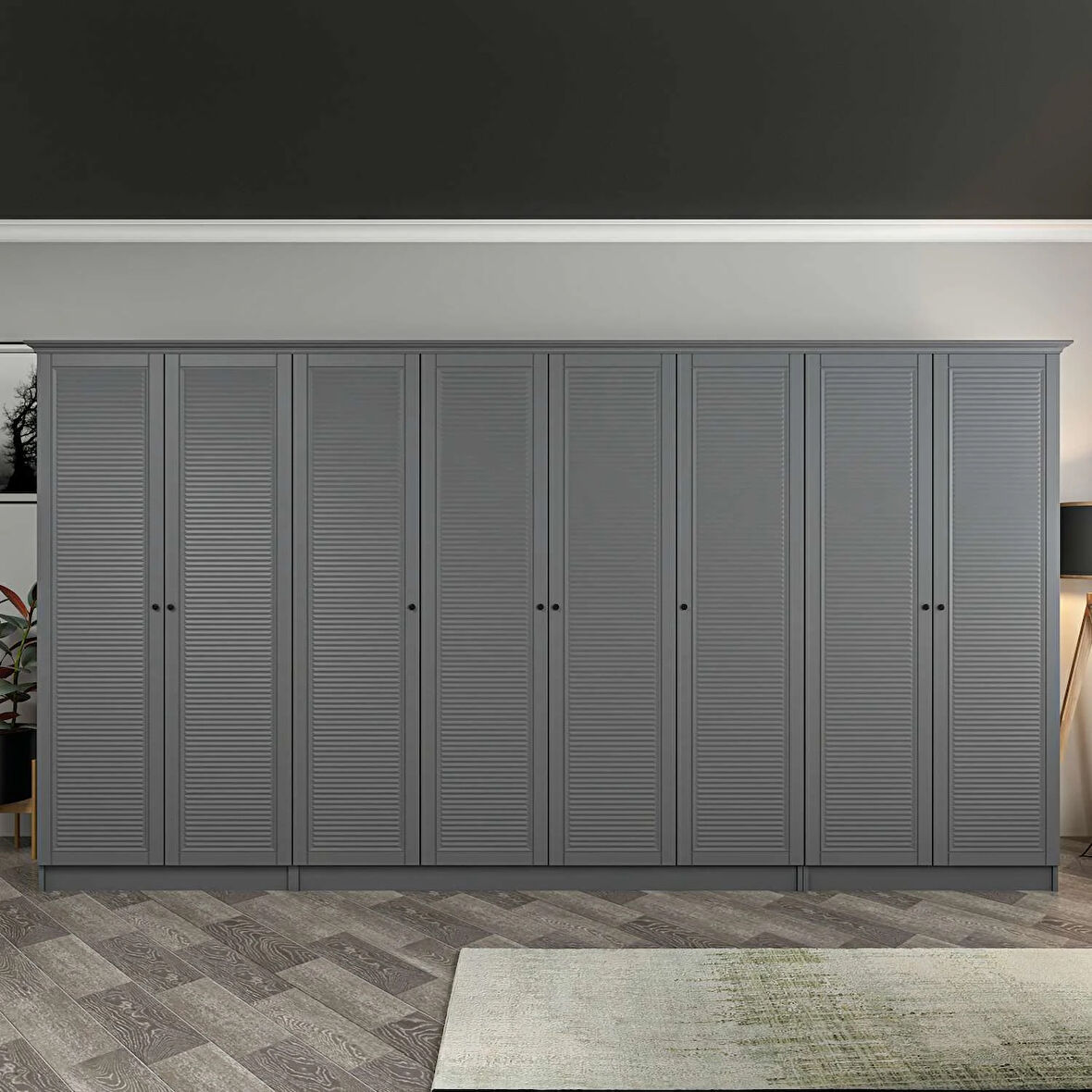 Kale 8 Kapaklı 2Ç Taçlı Dolap Antrasit Mebran Panjur Antrasit 210CM