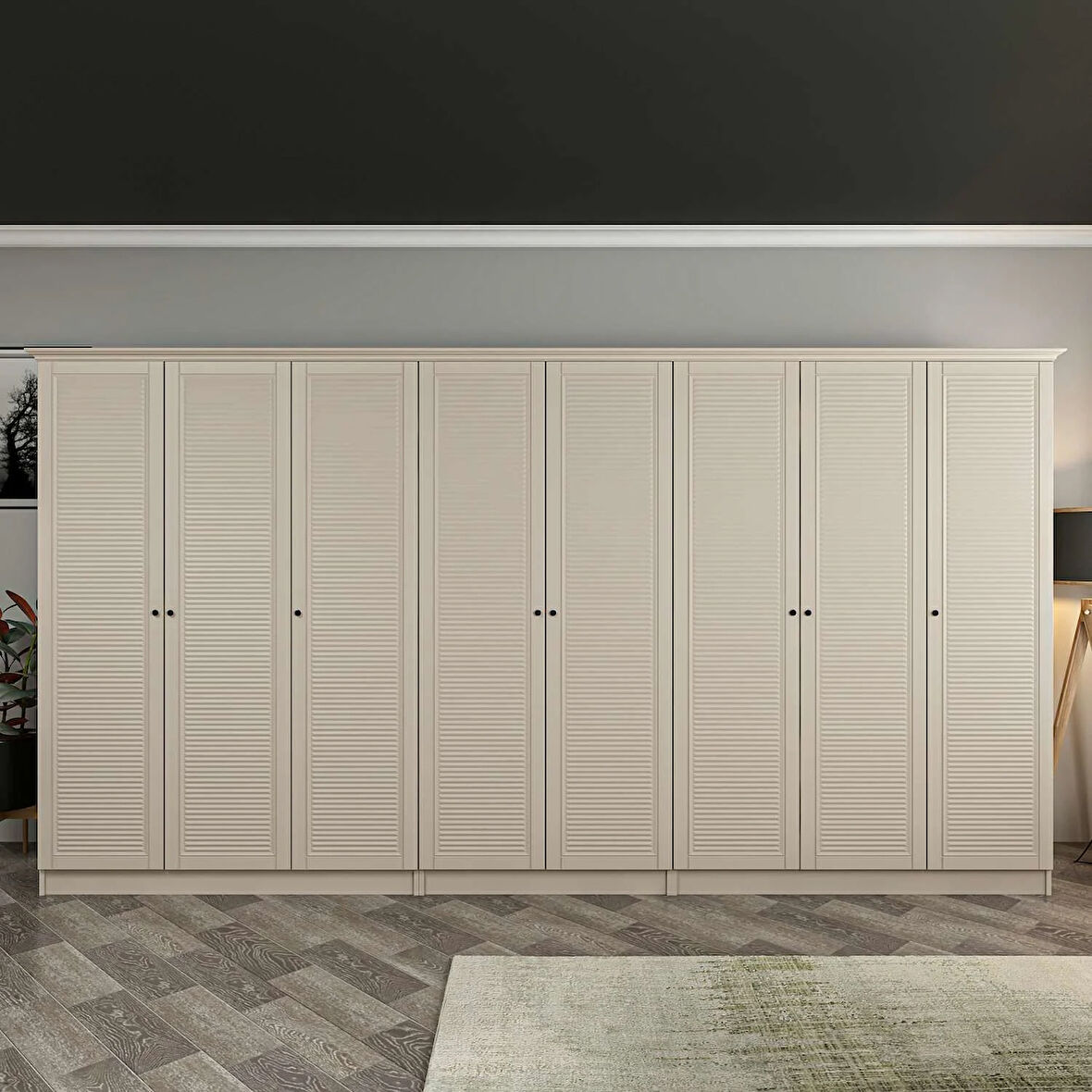 Kale 8 Kapaklı 4Ç Taçlı Dolap Kumtaşı Mebran Panjur Kumtaşı 210CM