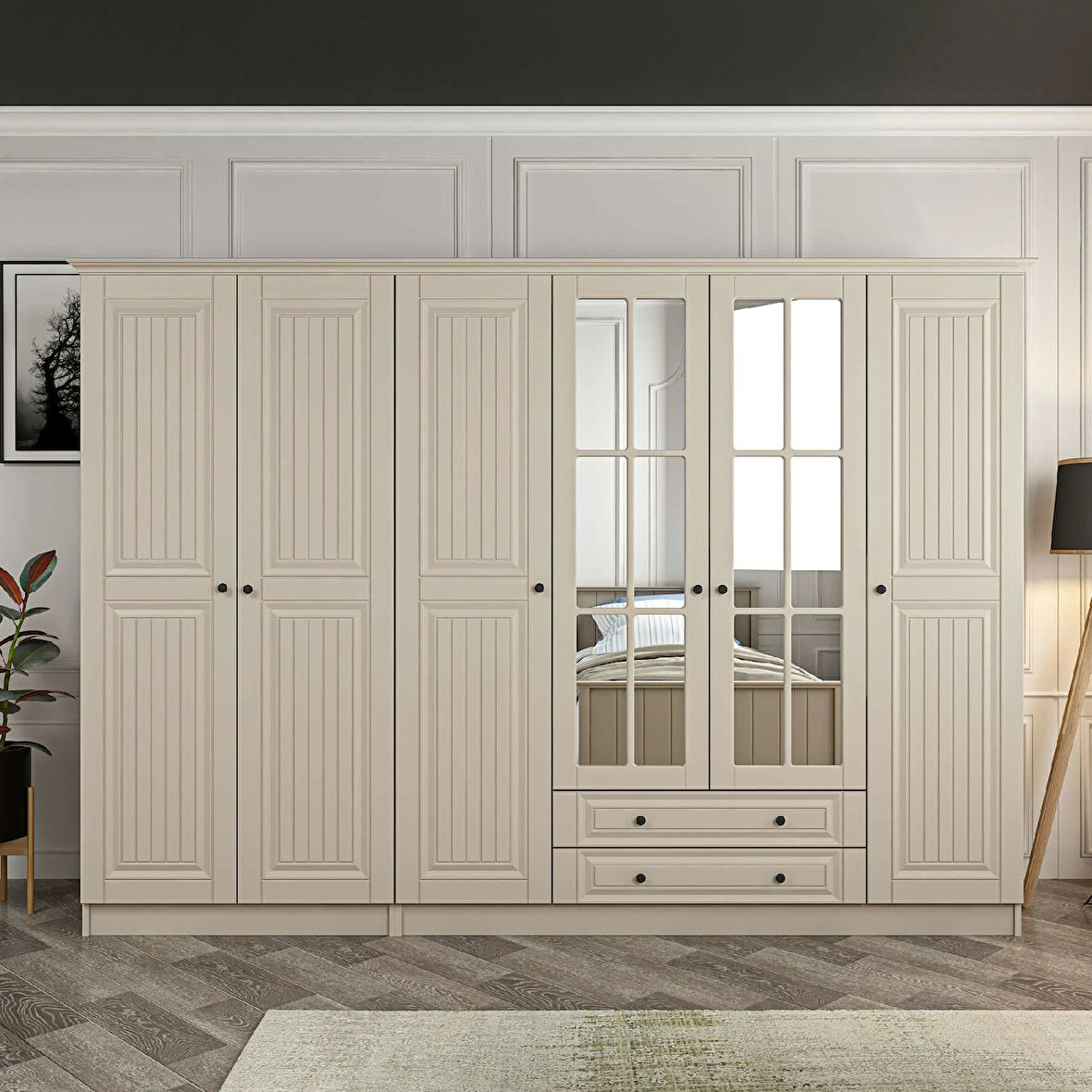 Kale 6 Kapaklı 2Ç Taçlı Dolap Kumtaşı Mebran İlkbahar Kumtaşı 210CM