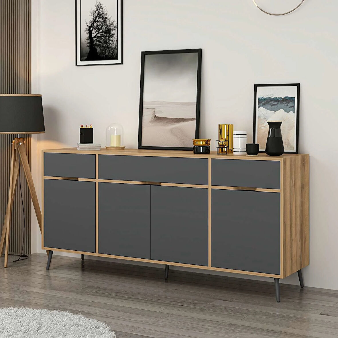 Elina Ayaklı Konsol - Dore/Antrasit