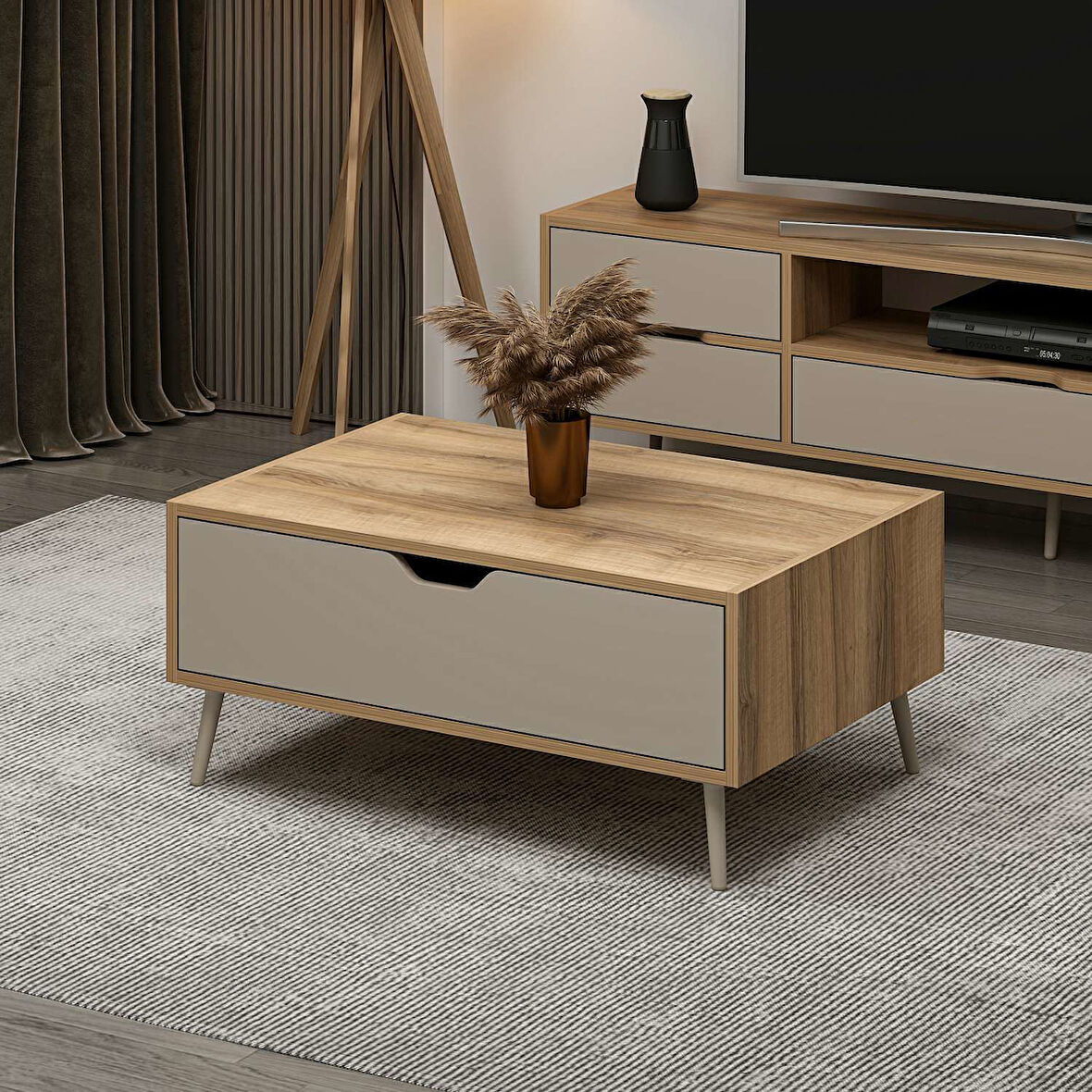 Elina Ayaklı Orta Sehpa - Dore/Kumtaşı