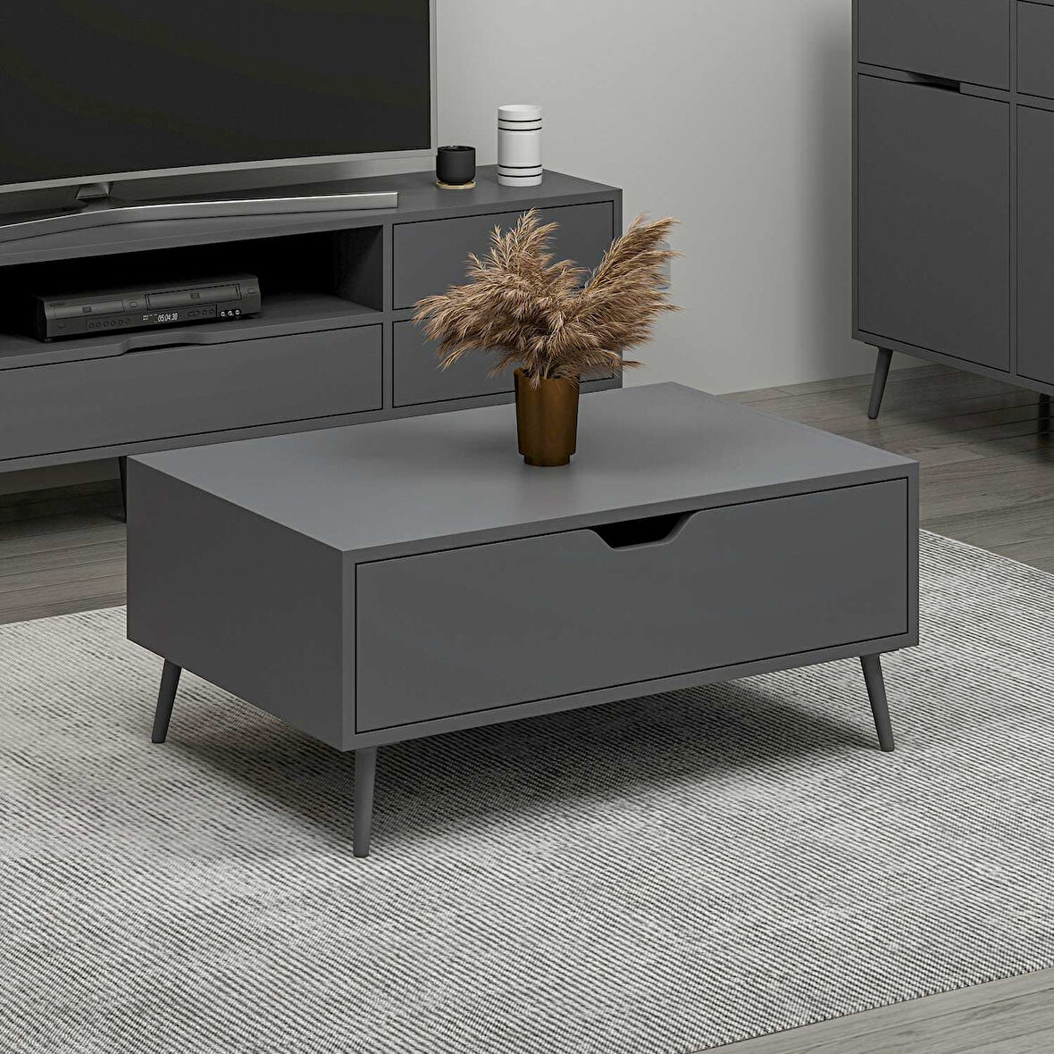 Elina Ayaklı Orta Sehpa - Antrasit/Antrasit