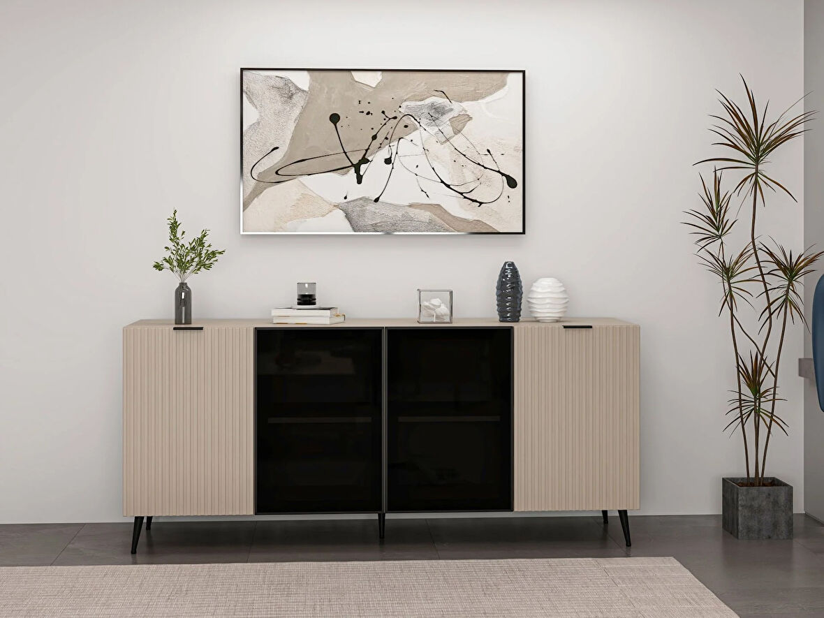 Minar Kale Konsol Cam Kapak Plus Kumtaşı/Kumtaşı Füme Cam