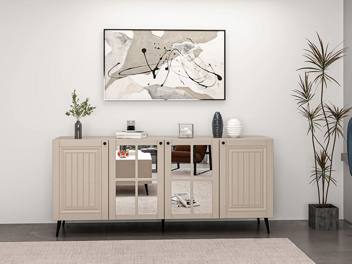 Minar Kale Konsol  Cam Kapak İlkbahar Kumtaşı Aynalı Kumtaşı