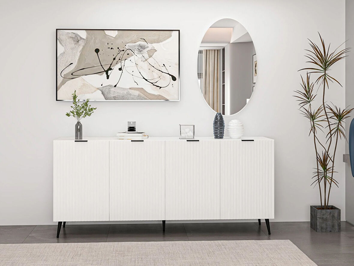 Minar Kale Aynalı Konsol Plus Beyaz/Beyaz