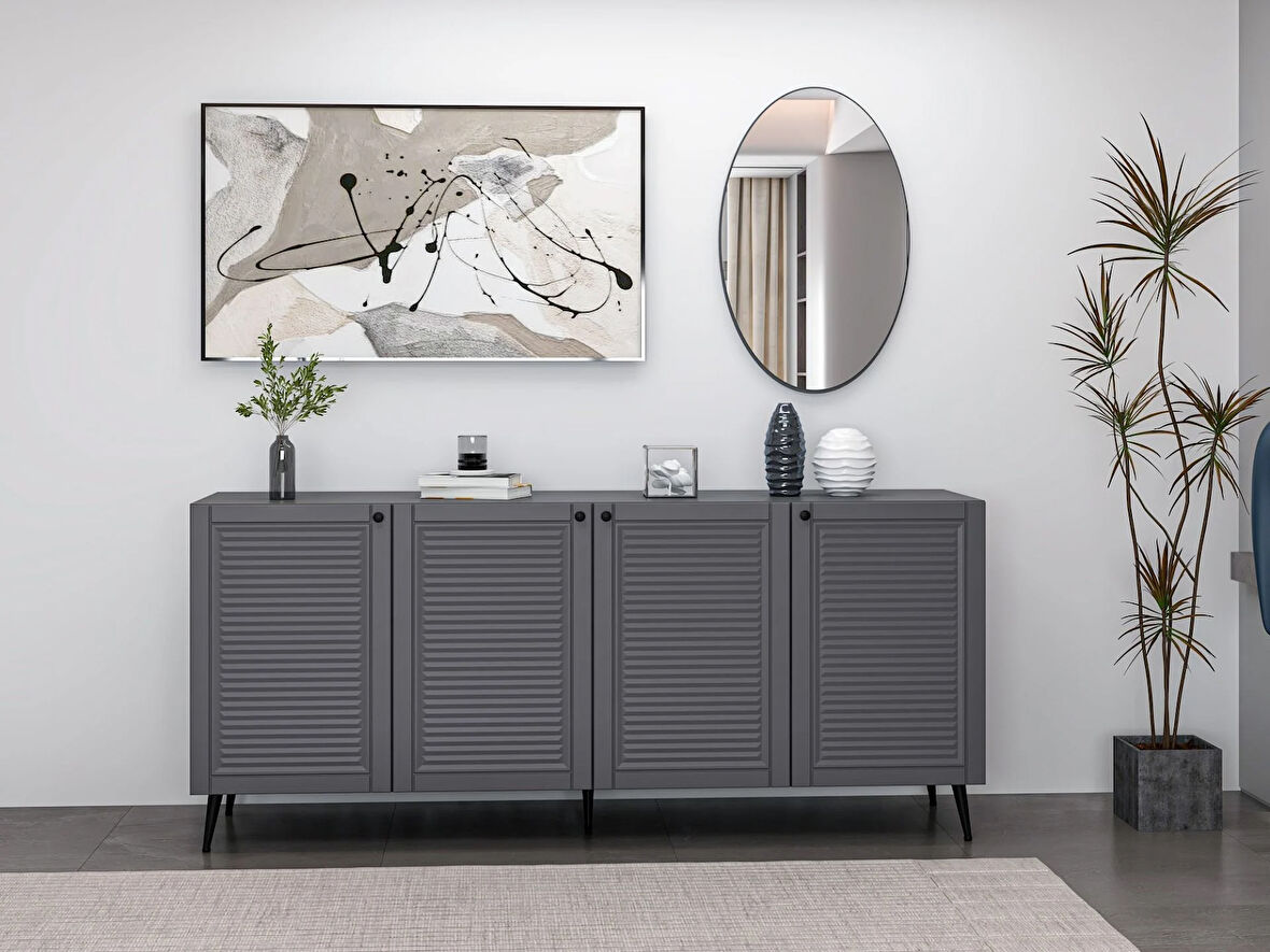 Minar Kale Aynalı Konsol Pandora Antrasit/Antrasit