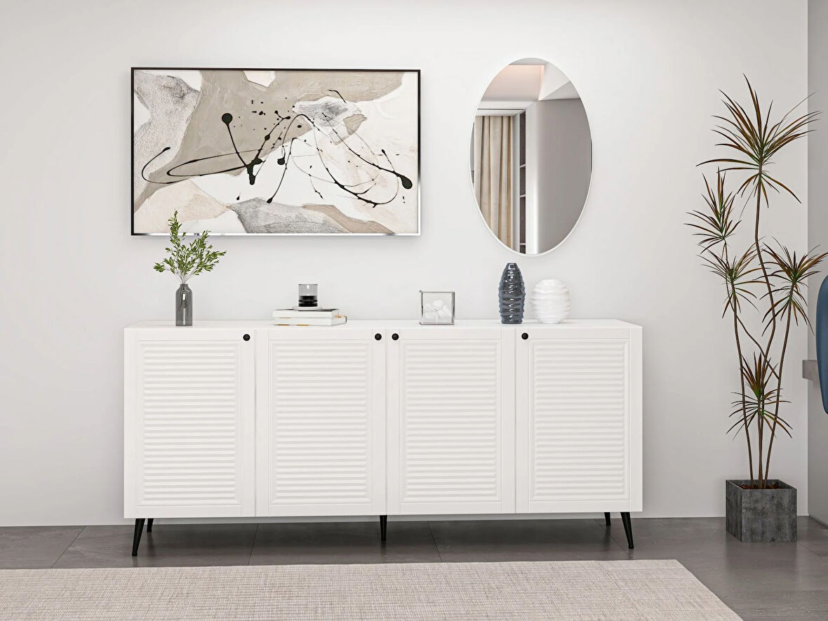 Minar Kale Aynalı Konsol Pandora Beyaz/Beyaz