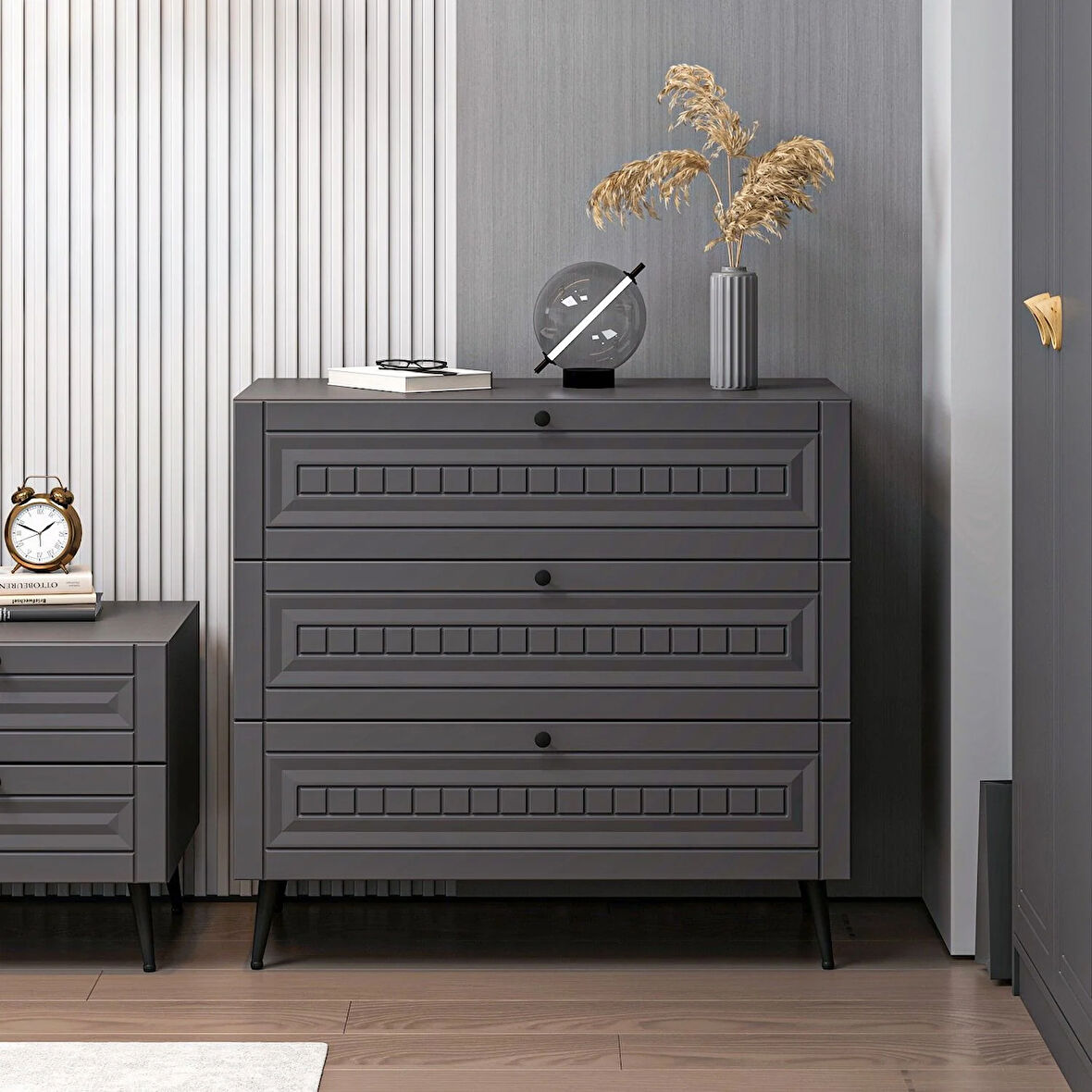 Minar Kale Şifonyer İlkbahar Antrasit/Antrasit