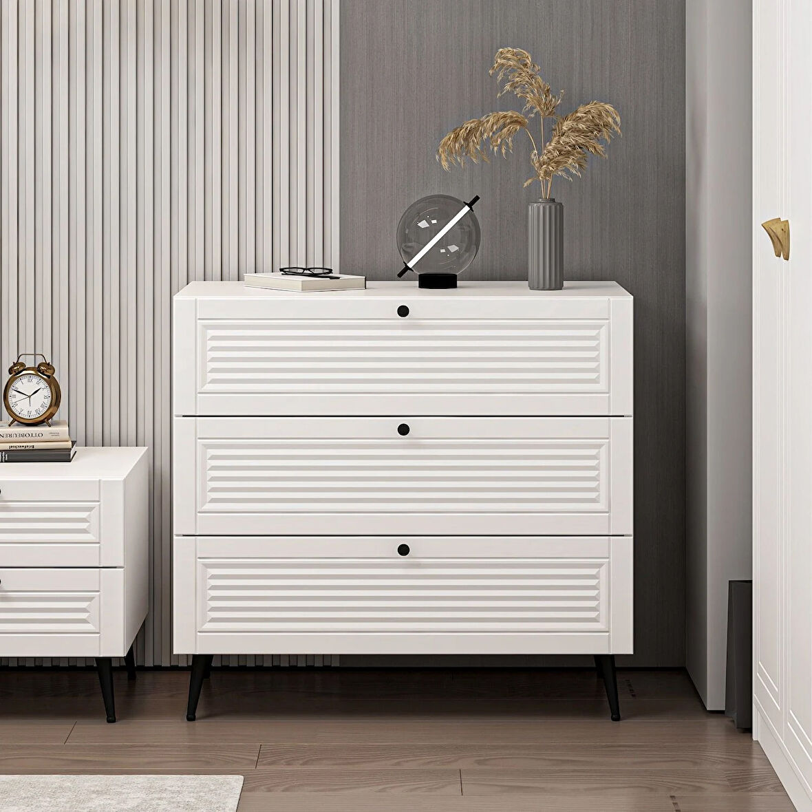 Minar Kale Şifonyer Pandora Beyaz/Beyaz