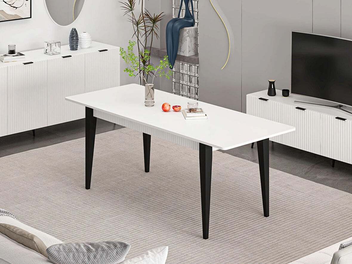 Minar Kale Plus Açılır Yemek Masası Beyaz/Beyaz