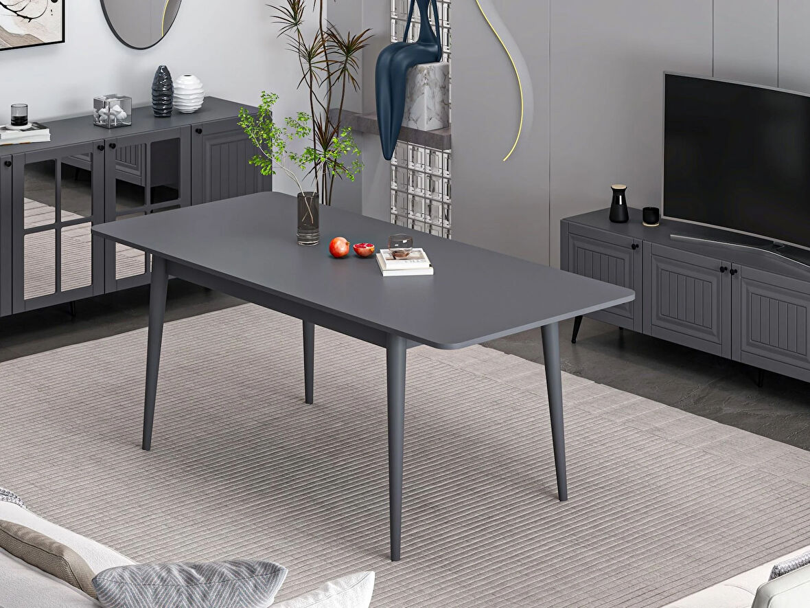 Minar Kale İlkbahar Açılır Yemek Masası Antrasit/Antrasit