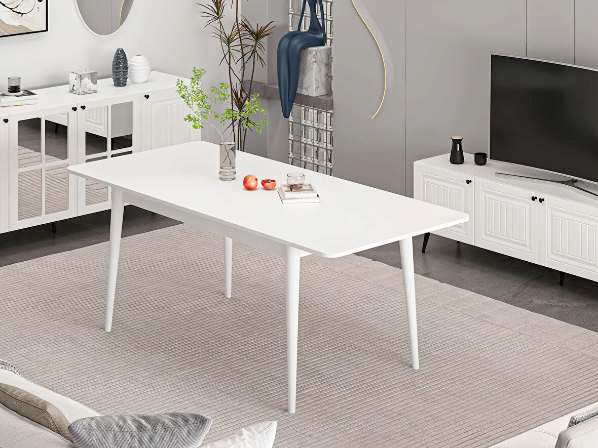 Minar Kale İlkbahar Açılır Yemek Masası Beyaz/Beyaz