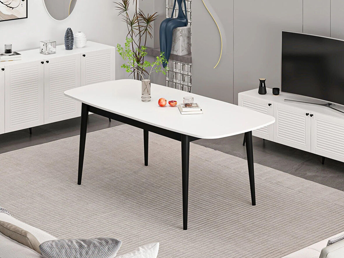 Minar Kale Pandora Açılır Yemek Masası Beyaz/Siyah