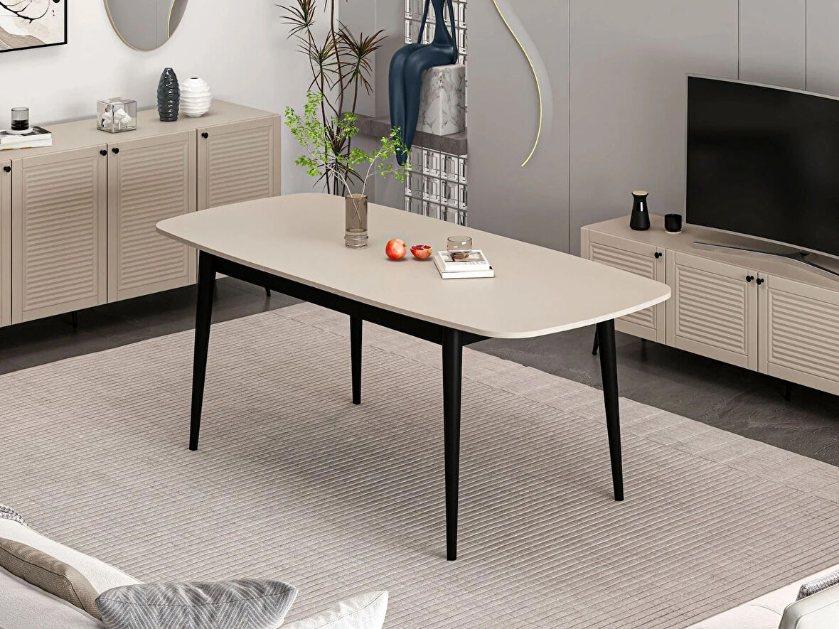 Minar Kale Pandora Açılır Yemek Masası Kumtaşı/Siyah