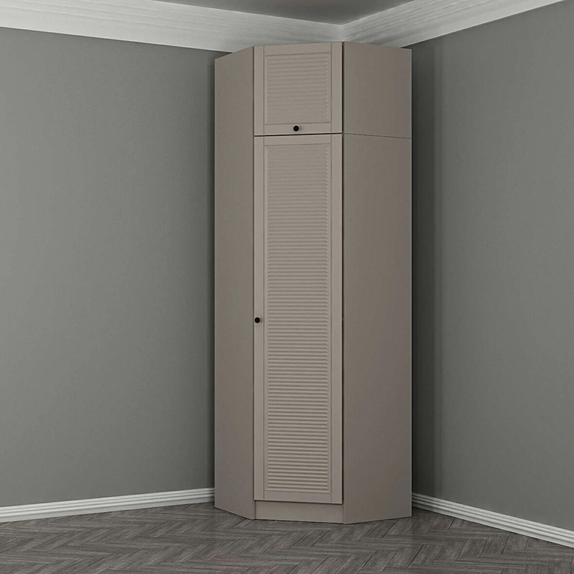 Kale 1 Kapaklı Köşe Dolap Kumtaşı Mebran Panjur + Yüklük 235CM