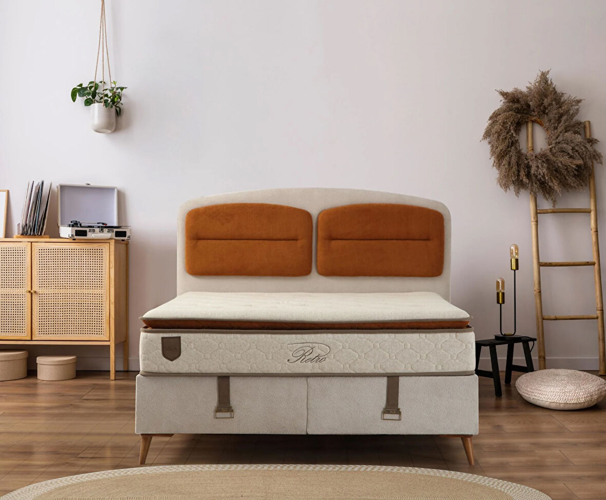 Retro Baza Başlık - Ceviz Ayak-Coco03 -Yastık Coco08 140x200