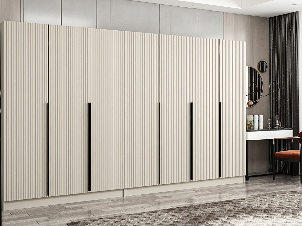 Kale Plus 7 Mebran Kapaklı 4 Çekmeceli Dolap Kumtaşı Mebran 190CM