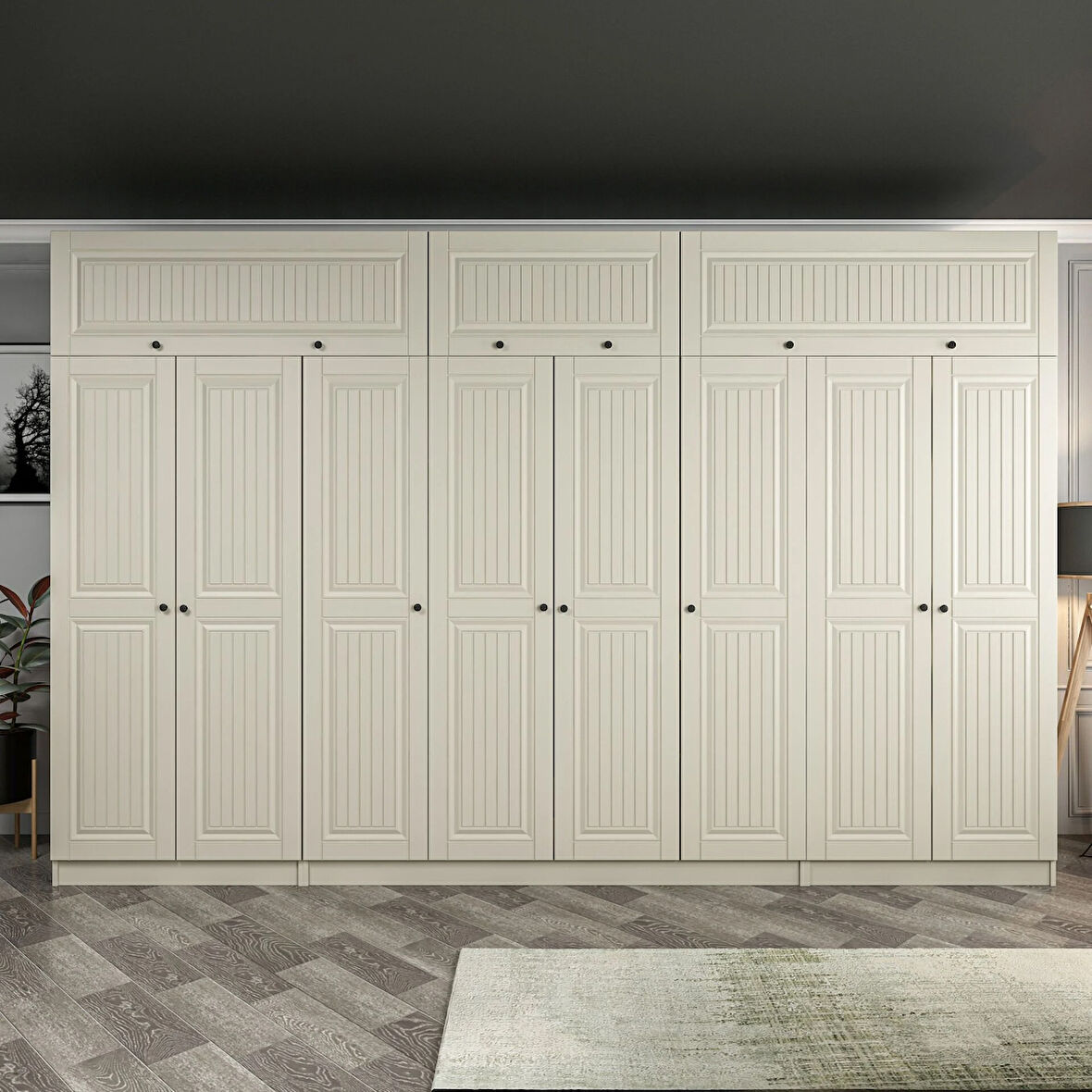 Kale 8 Kapaklı 2 İç Çekmeceli Dolap Ve Yüklük Kumtaşı Mebran İlkbahar 235CM