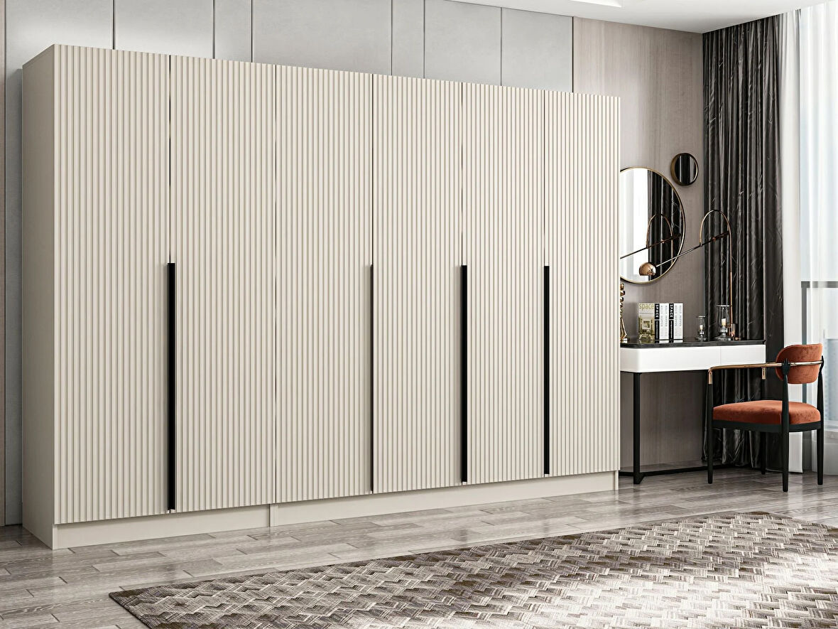 Kale Plus 6 Mebran Kapaklı 2 Çekmeceli Dolap Kumtaşı Mebran 210CM