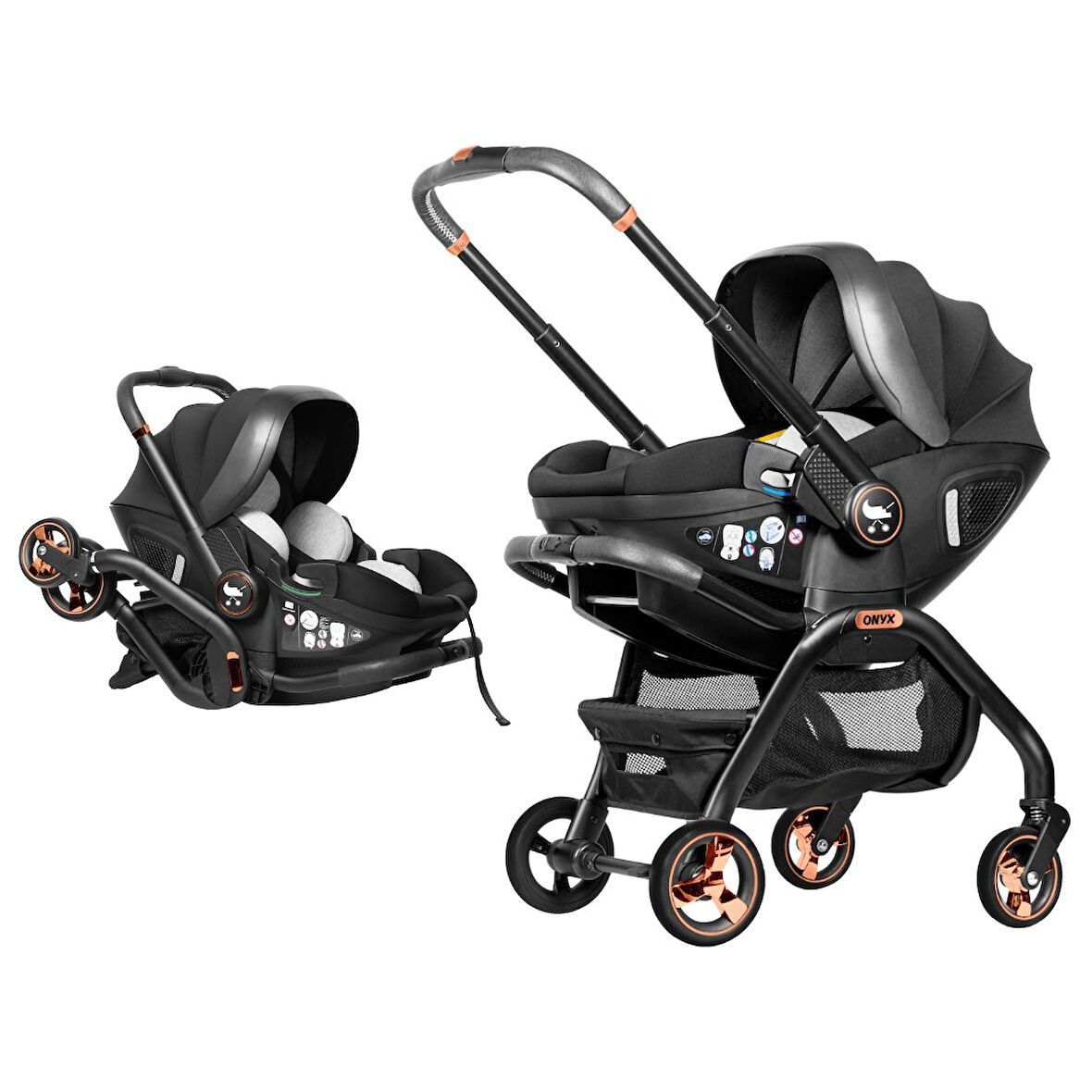 Merkür Bebe Onyx 2'si 1 Arada Oto Koltuğu Bebek Arabası Siyah