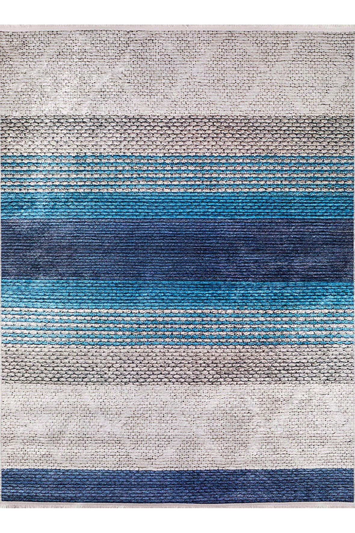 Modern Mavi Dijital Baskı Hipoalerjenik Kaymaz Taban Halı Yolluk HA103