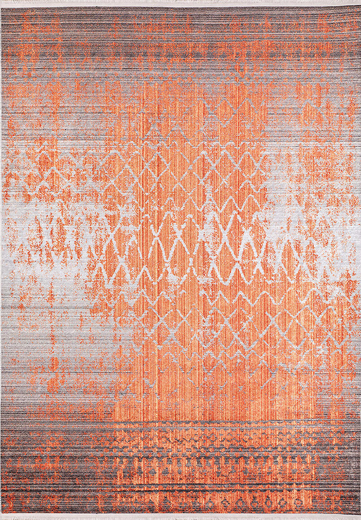 Modern Turuncu Dijital Baskı Yıkanabilir Hipoalerjenik Kaymaz Taban Halı Yolluk