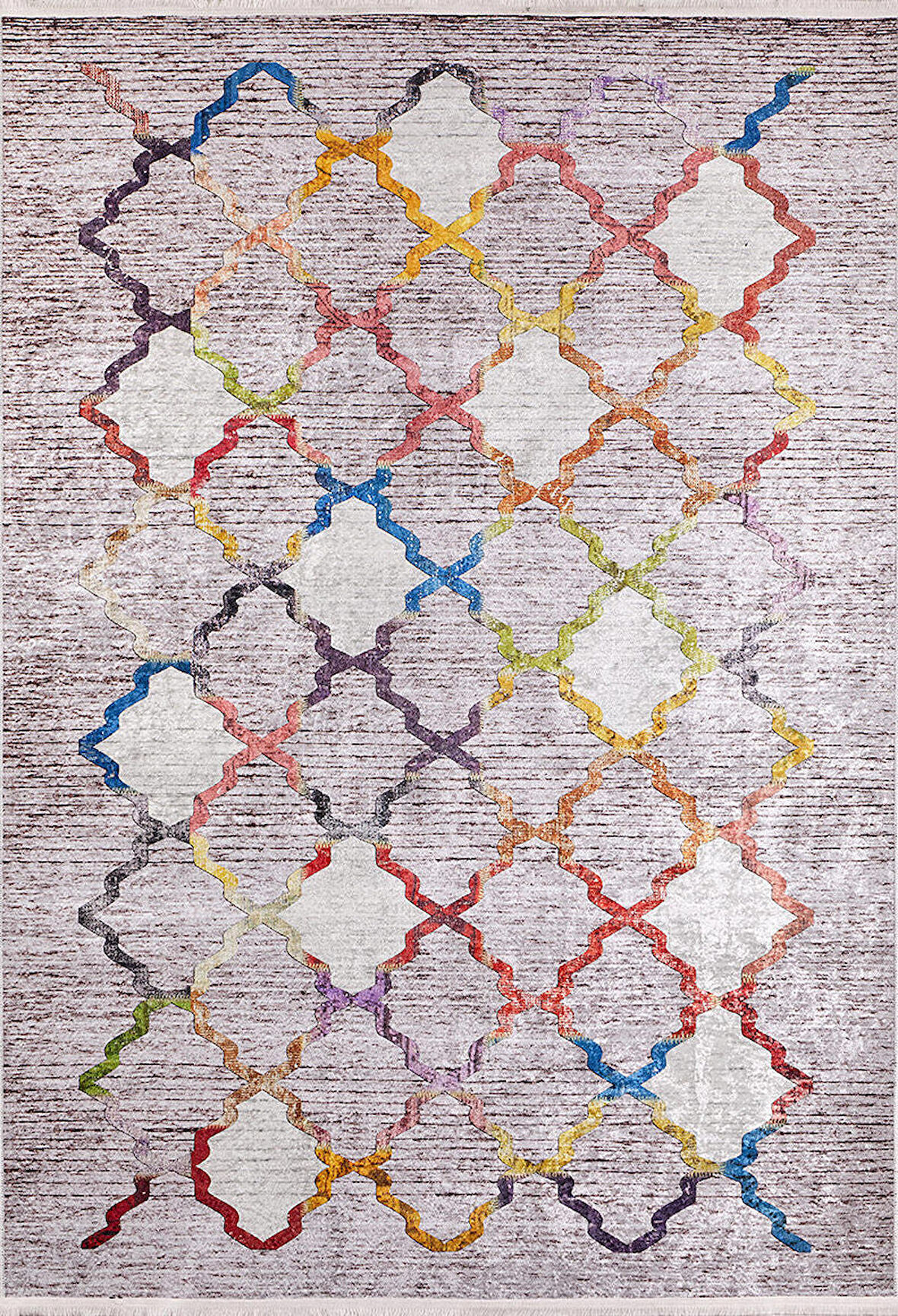 Modern Gri Geometrik Desen Dijital Baskı Hipoalerjenik Kaymaz Taban Halı Yolluk