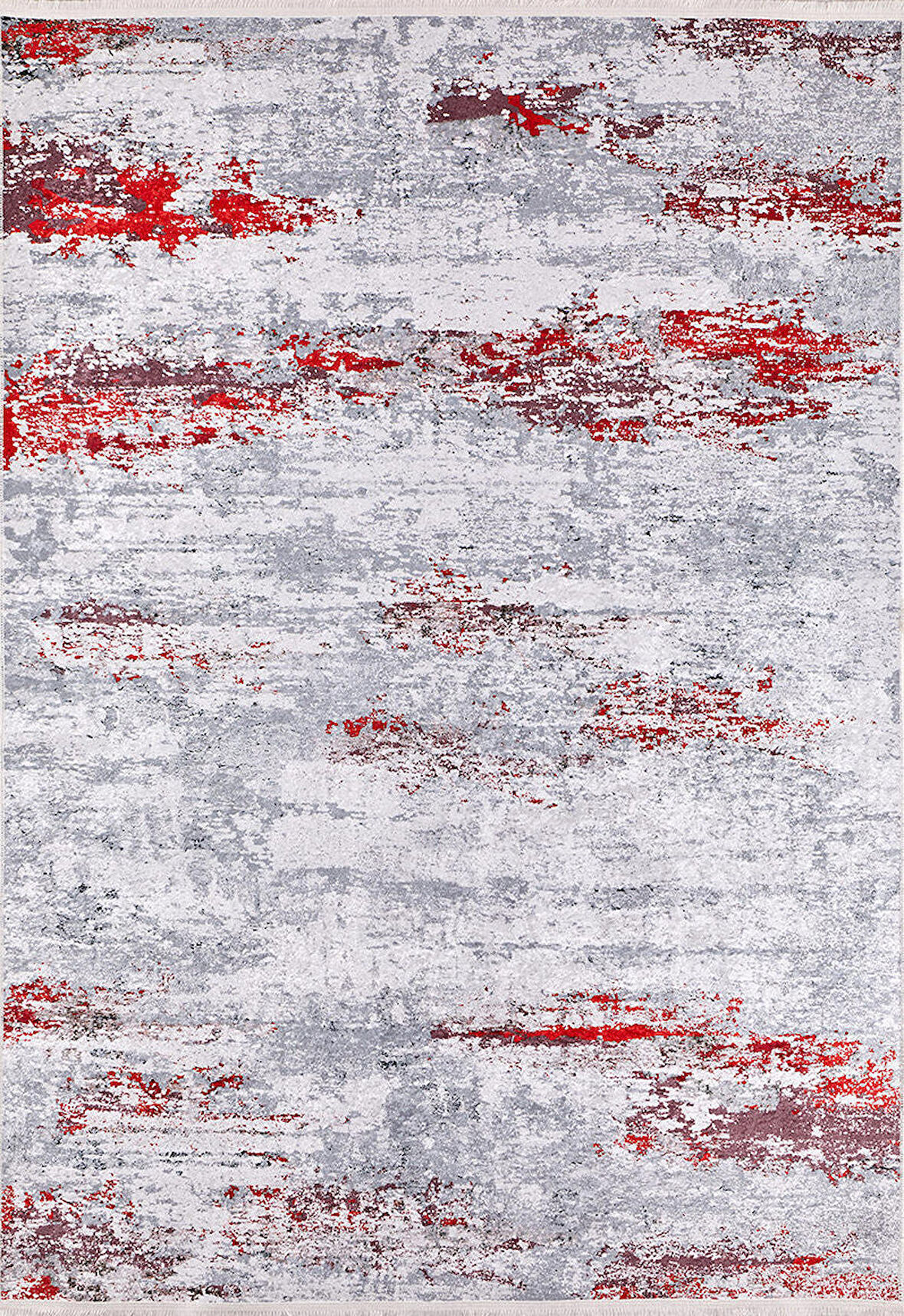 Modern Gri Kırmızı Desen Dijital Baskı Hipoalerjenik Kaymaz Taban Halı Yolluk