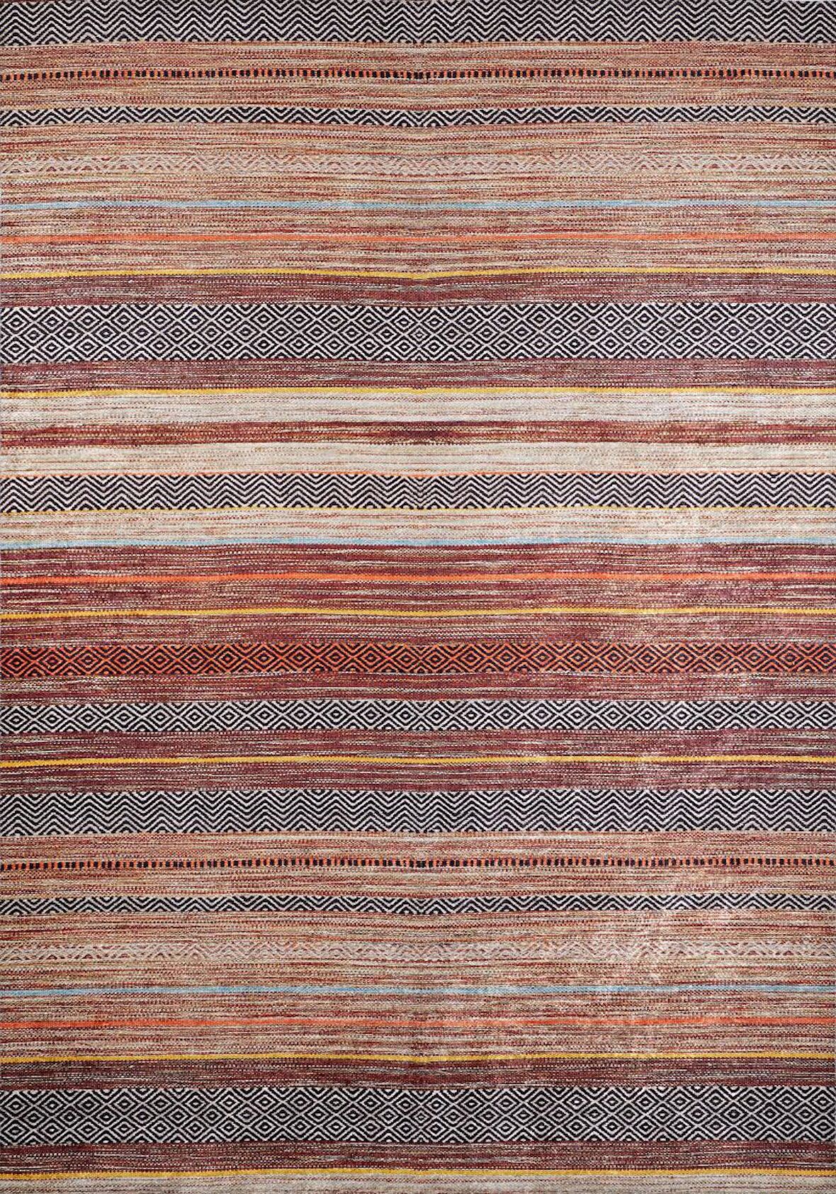 Modern Kahverengi Çizgili Renkli Dijital Baskı Hipoalerjenik Kaymaz Taban Halı Yolluk HA114 