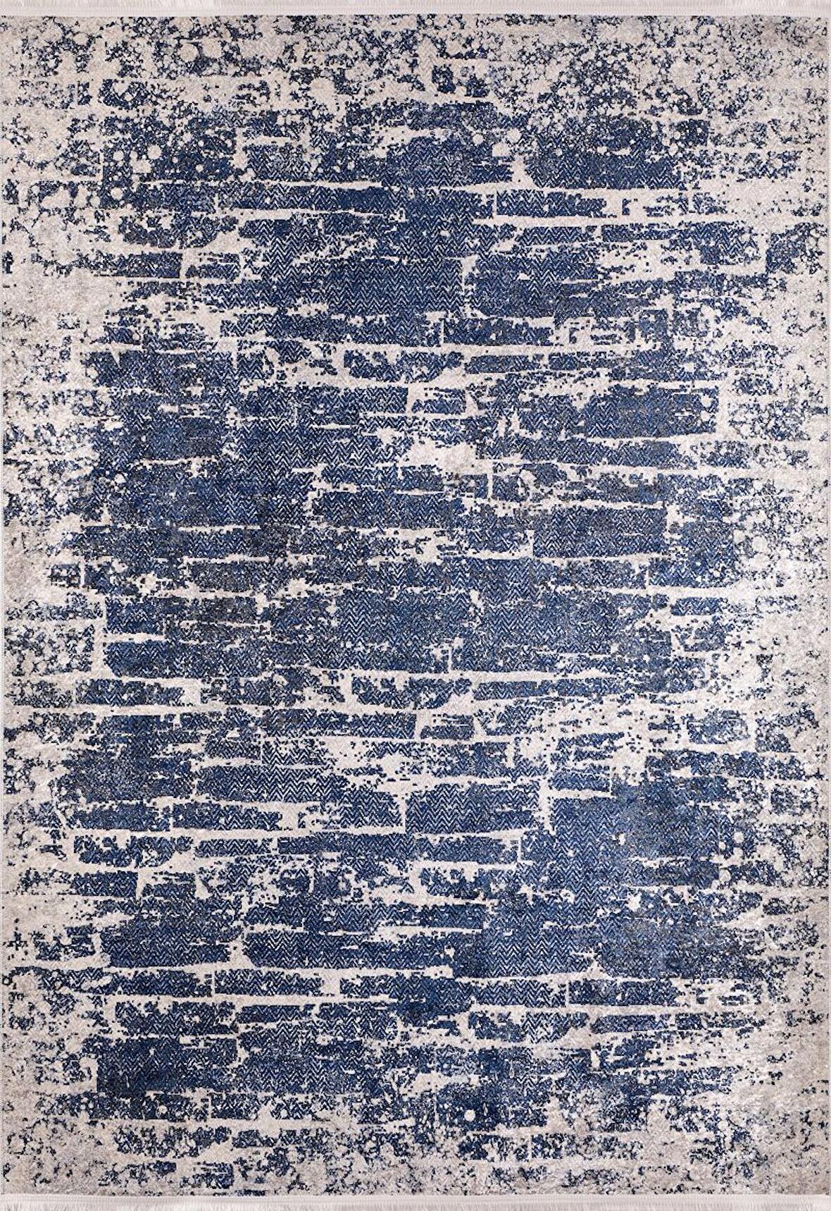 Modern Lacivert Dijital Baskı Hipoalerjenik Kaymaz Taban Halı Yolluk HA126