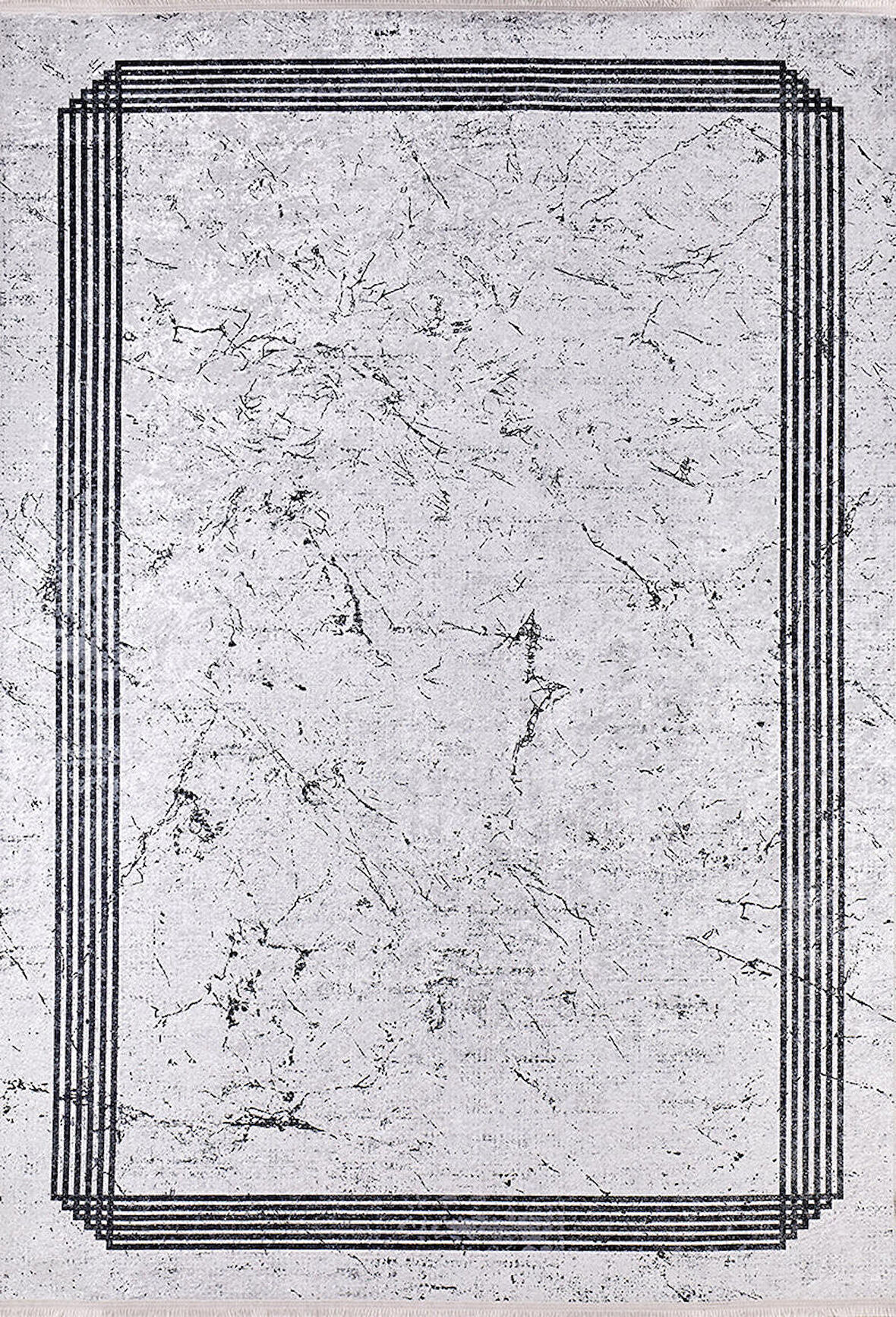 Modern Gri Çerçeveli Dijital Baskı Hipoalerjenik Kaymaz Taban Halı Yolluk HA155